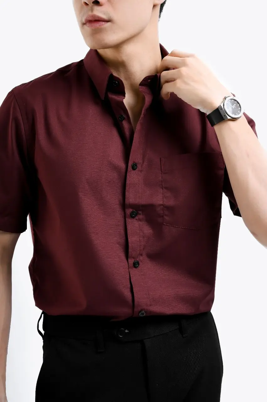 Elgant Short Sleeve Shirt Maroon