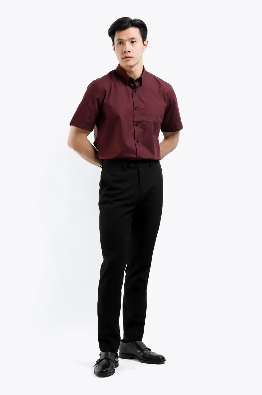 Elgant Short Sleeve Shirt Maroon