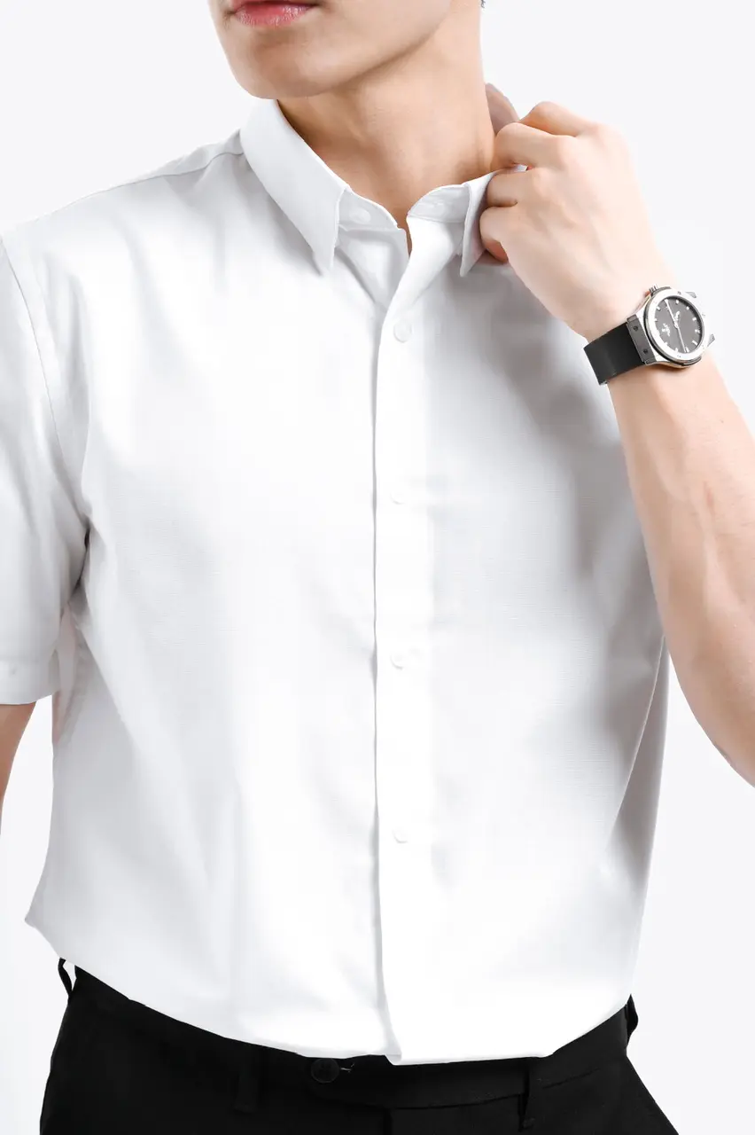Elgant Short Sleeve Shirt Clean Look White