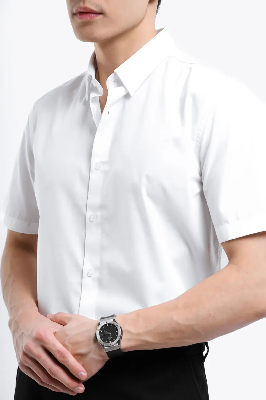 Elgant Short Sleeve Shirt Clean Look White