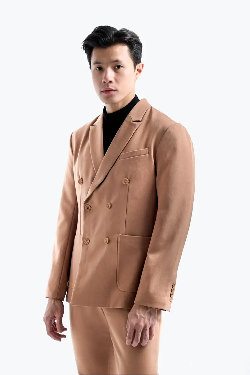 Peazy Double Breasted Suit Mocca
