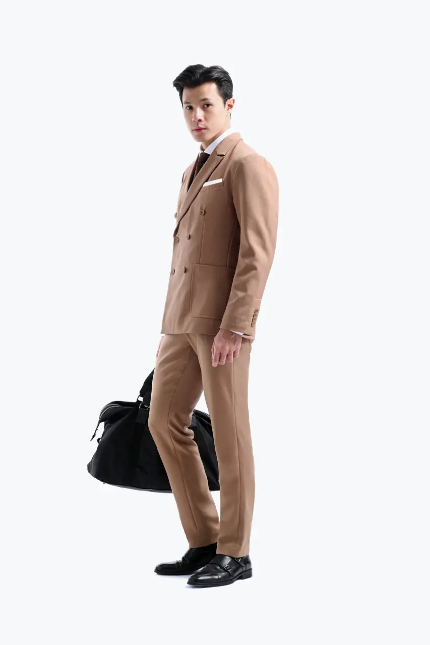 Peazy Double Breasted Suit Mocca