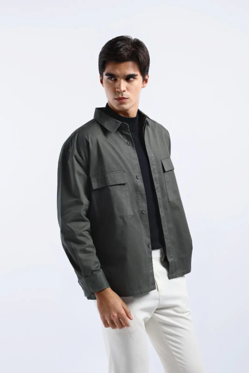 Image of Lanzo Overshirt Dark Olive