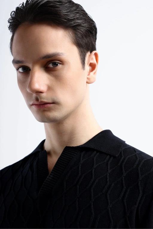 Image of Helix Knit Polo Black