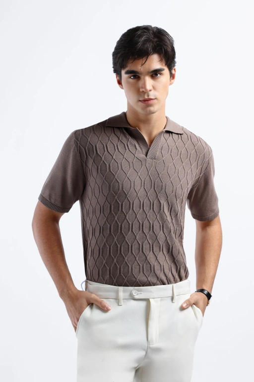 Image of Helix Knit Polo Mocca