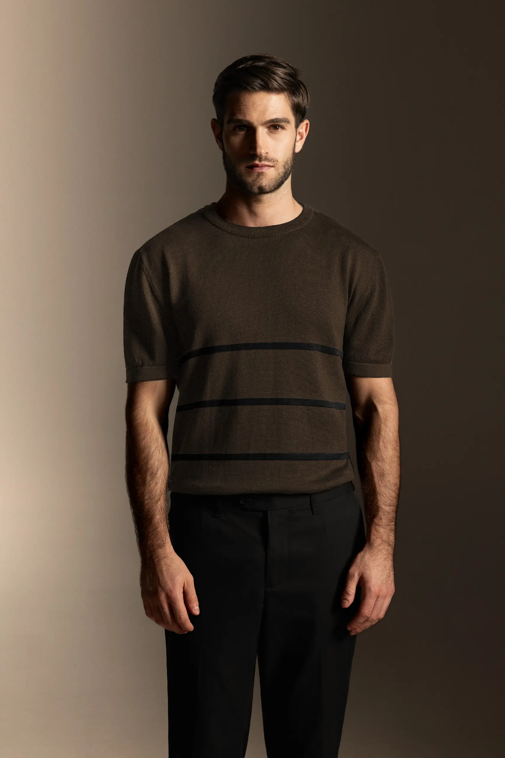 Radley Stripes Tees Short Sleeves Knit Mocca Black