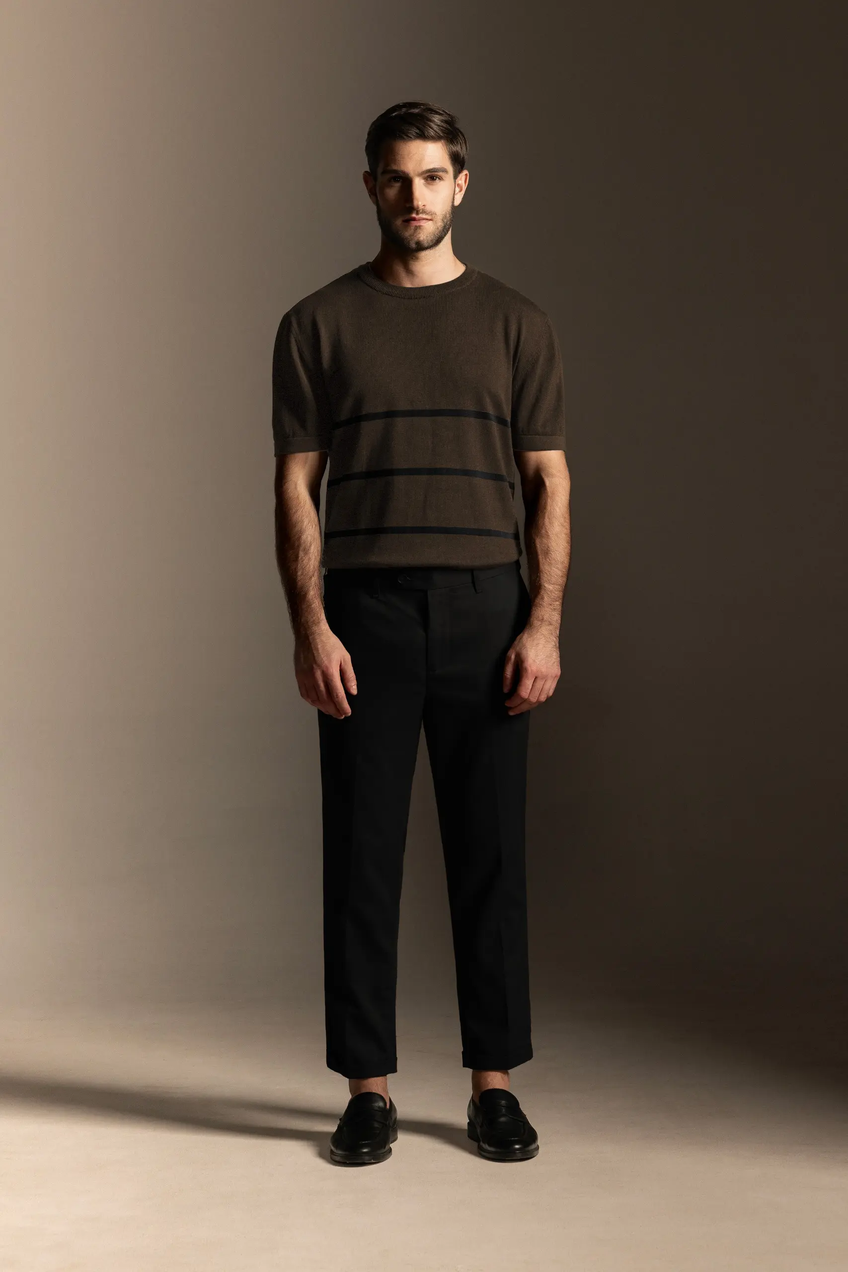 Radley Stripes Tees Short Sleeves Knit Mocca Black