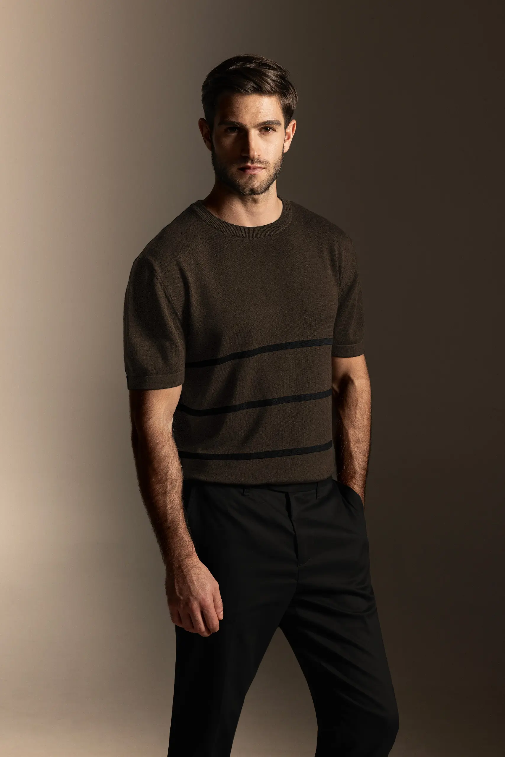Radley Stripes Tees Short Sleeves Knit Mocca Black