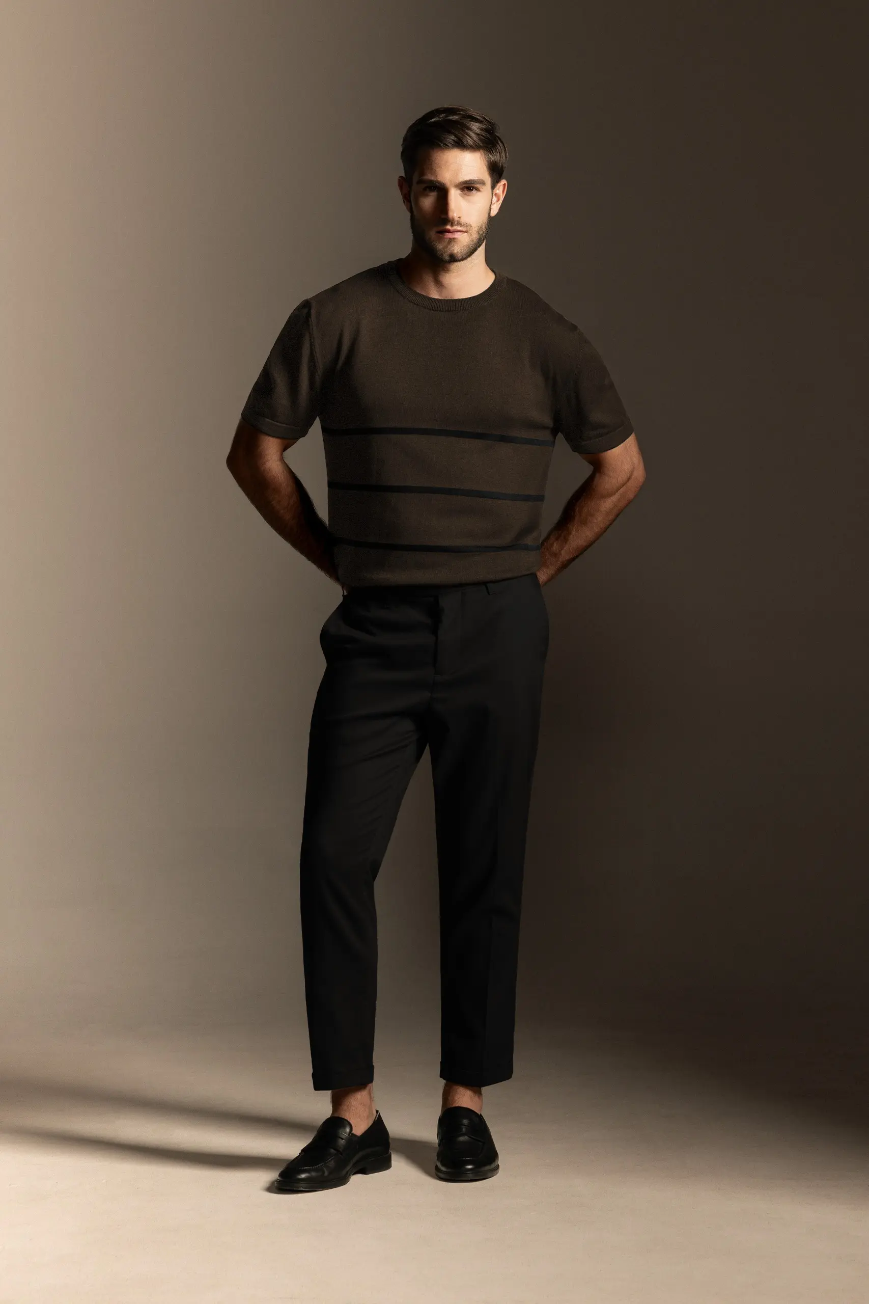 Radley Stripes Tees Short Sleeves Knit Mocca Black