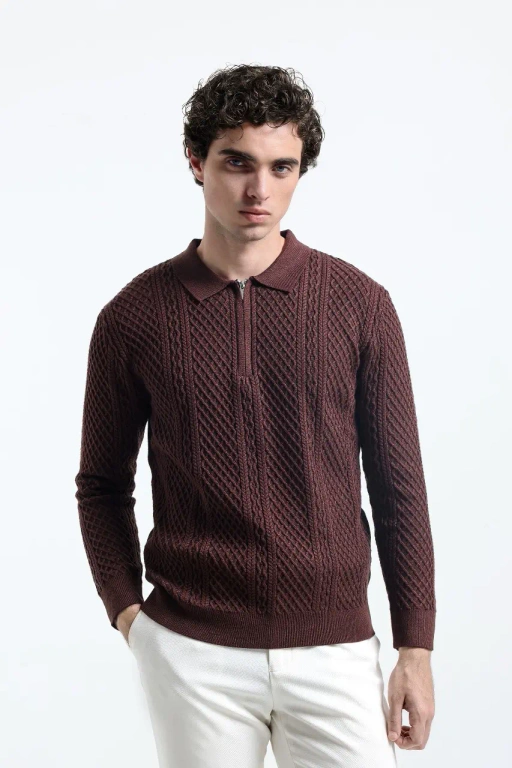Image of Braidform Knit Jacket Brown