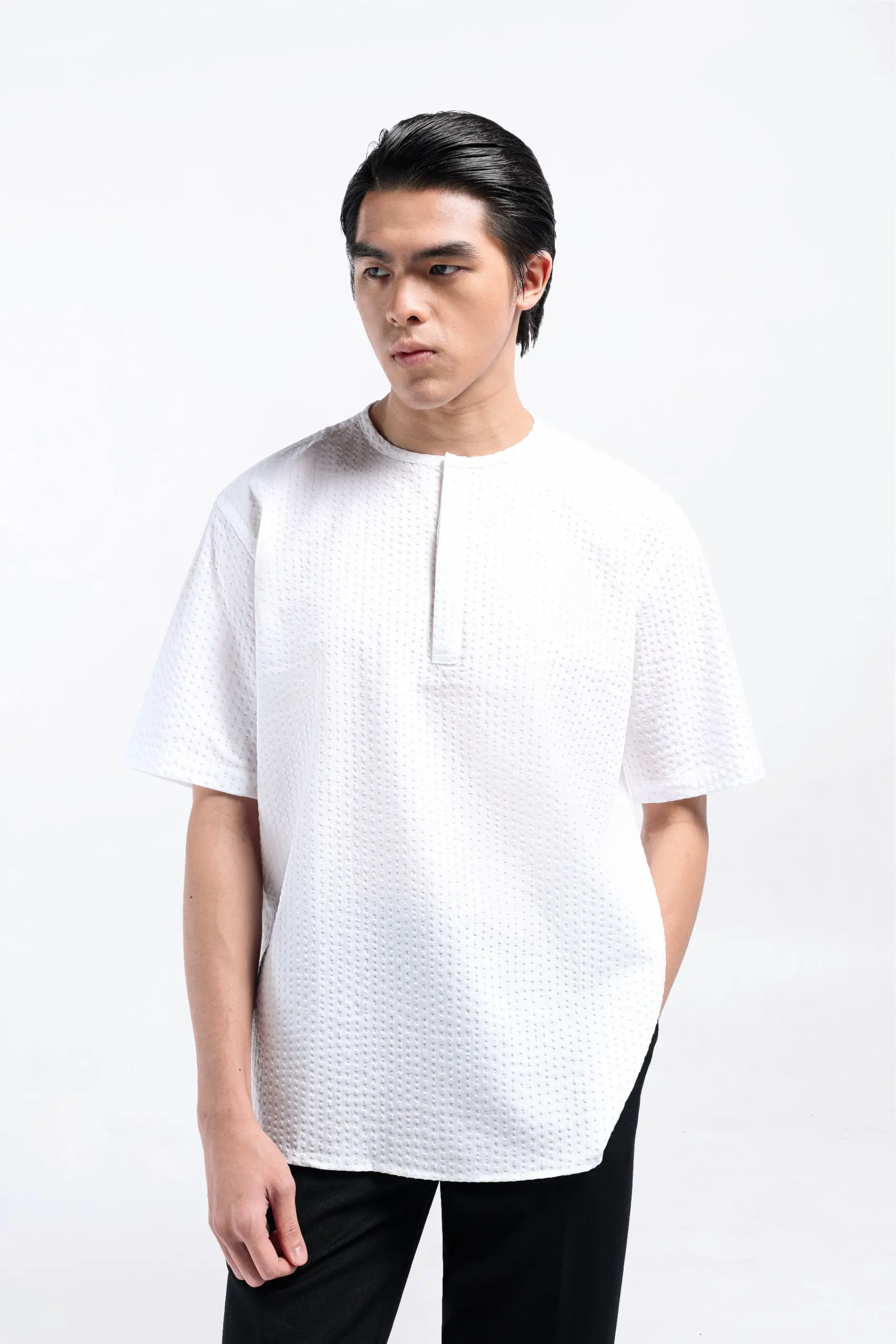 Nu Lyth Textured Short Sleeve White