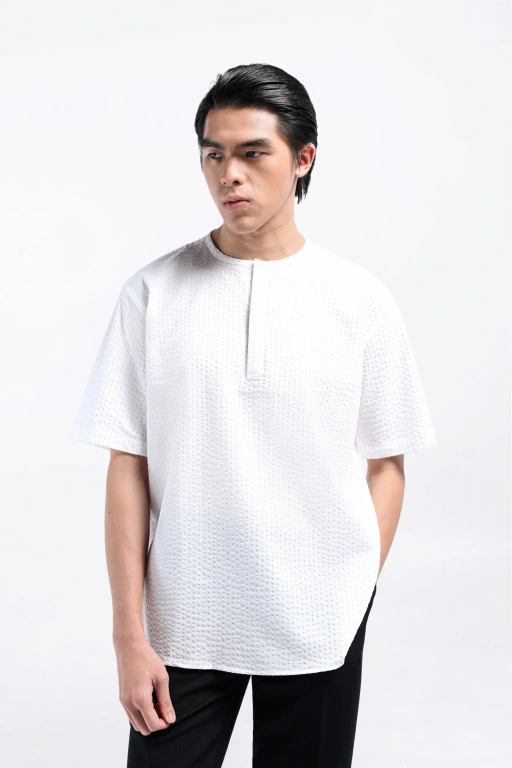 Nu Lyth Textured Short Sleeve White
