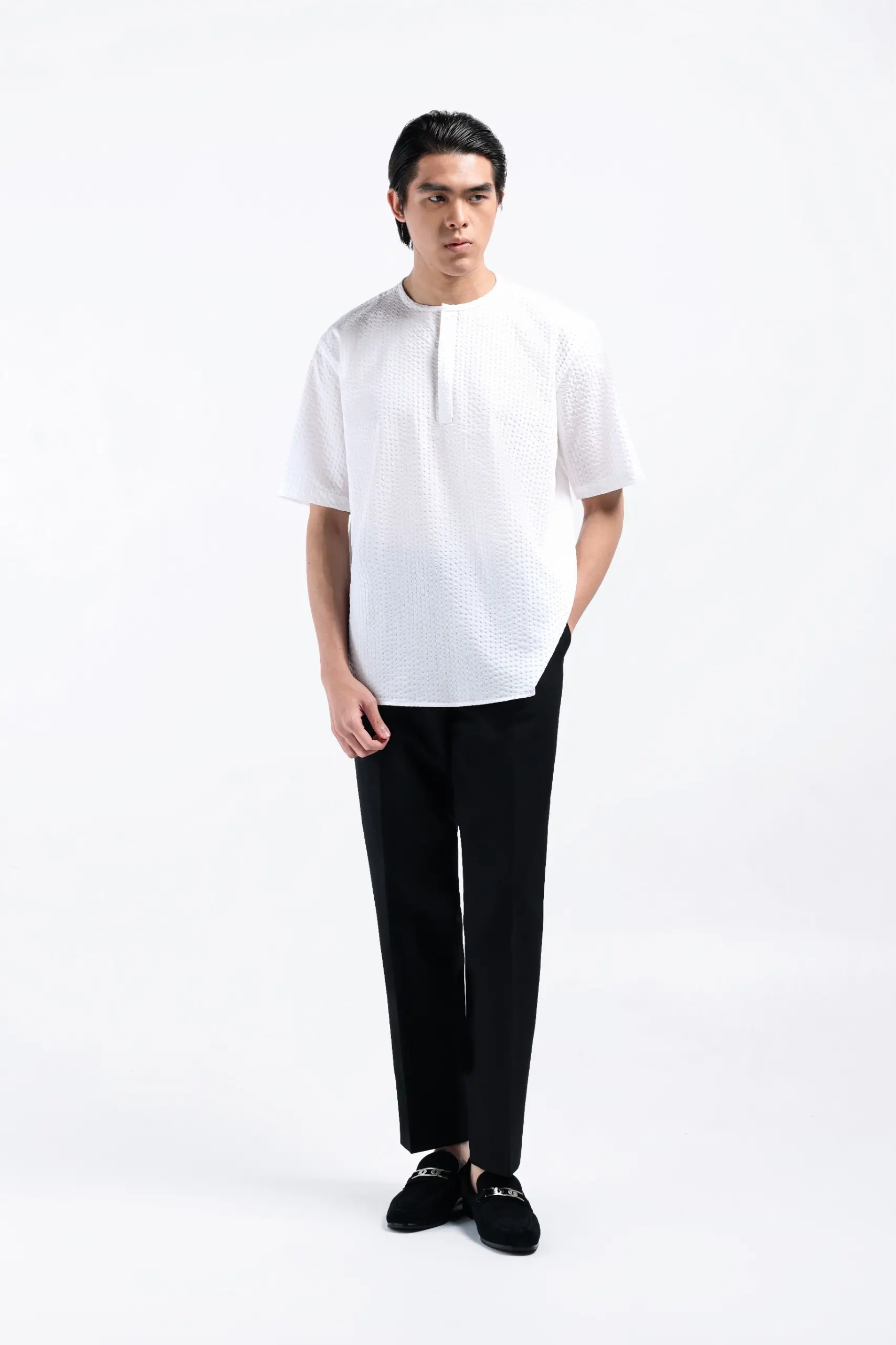 Nu Lyth Textured Short Sleeve White