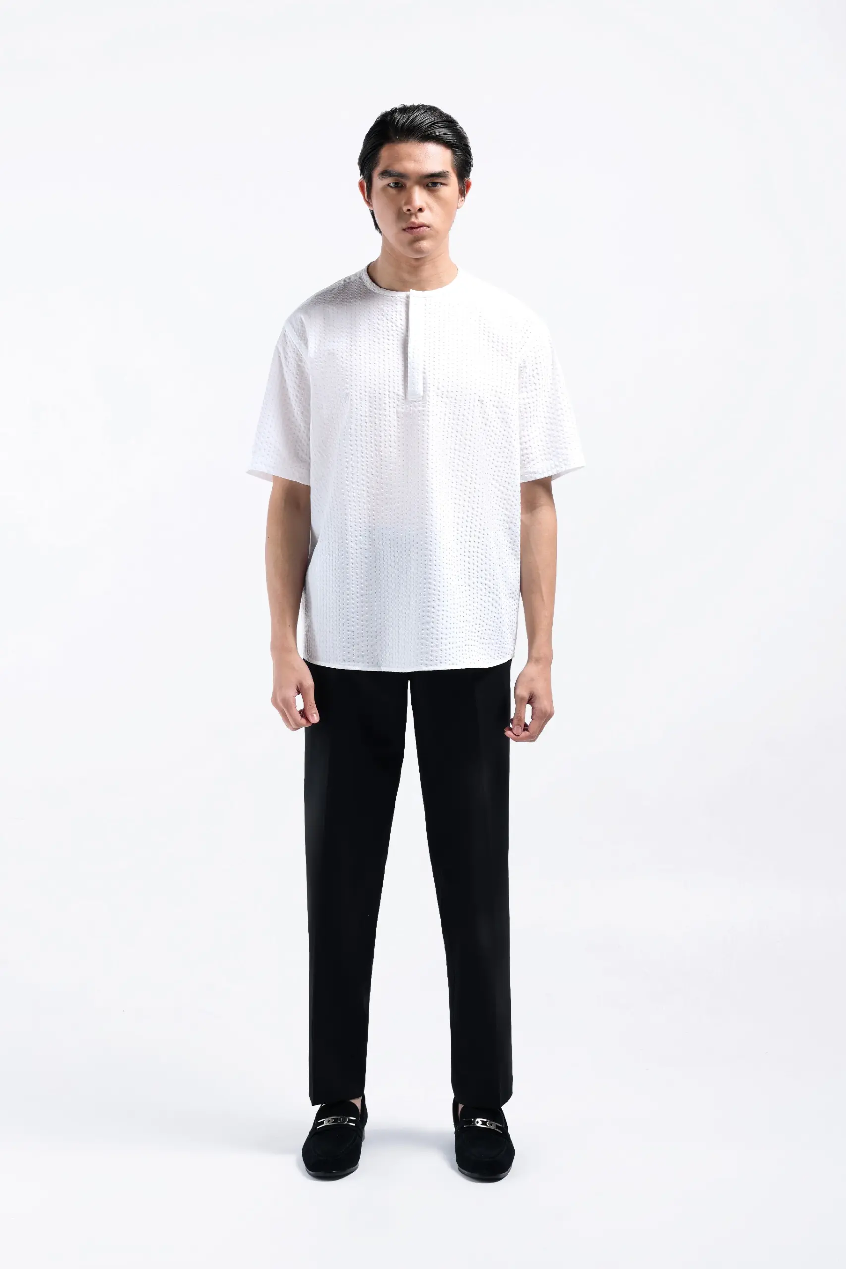 Nu Lyth Textured Short Sleeve White