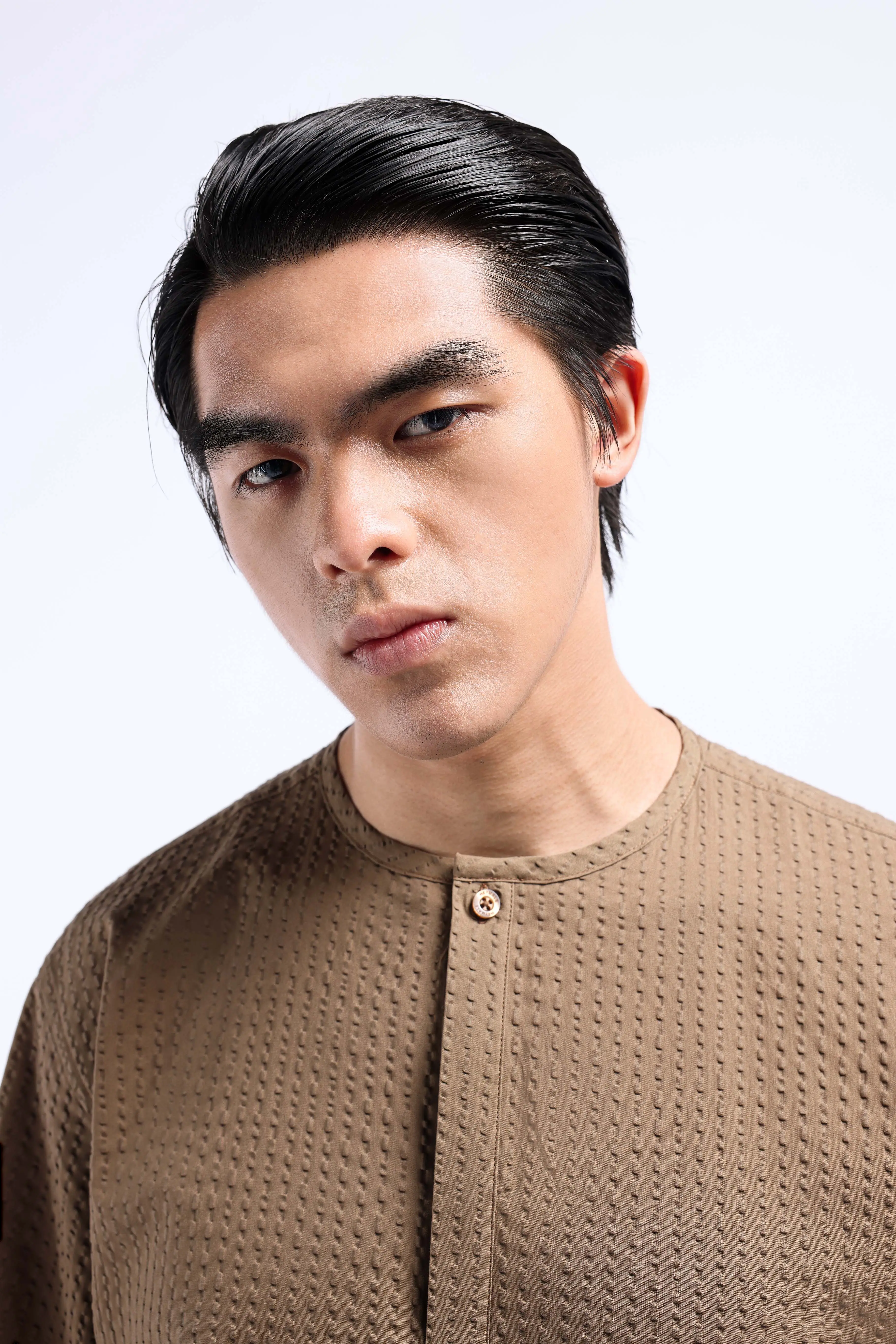 Nu Lyth Textured Short Sleeve Brown