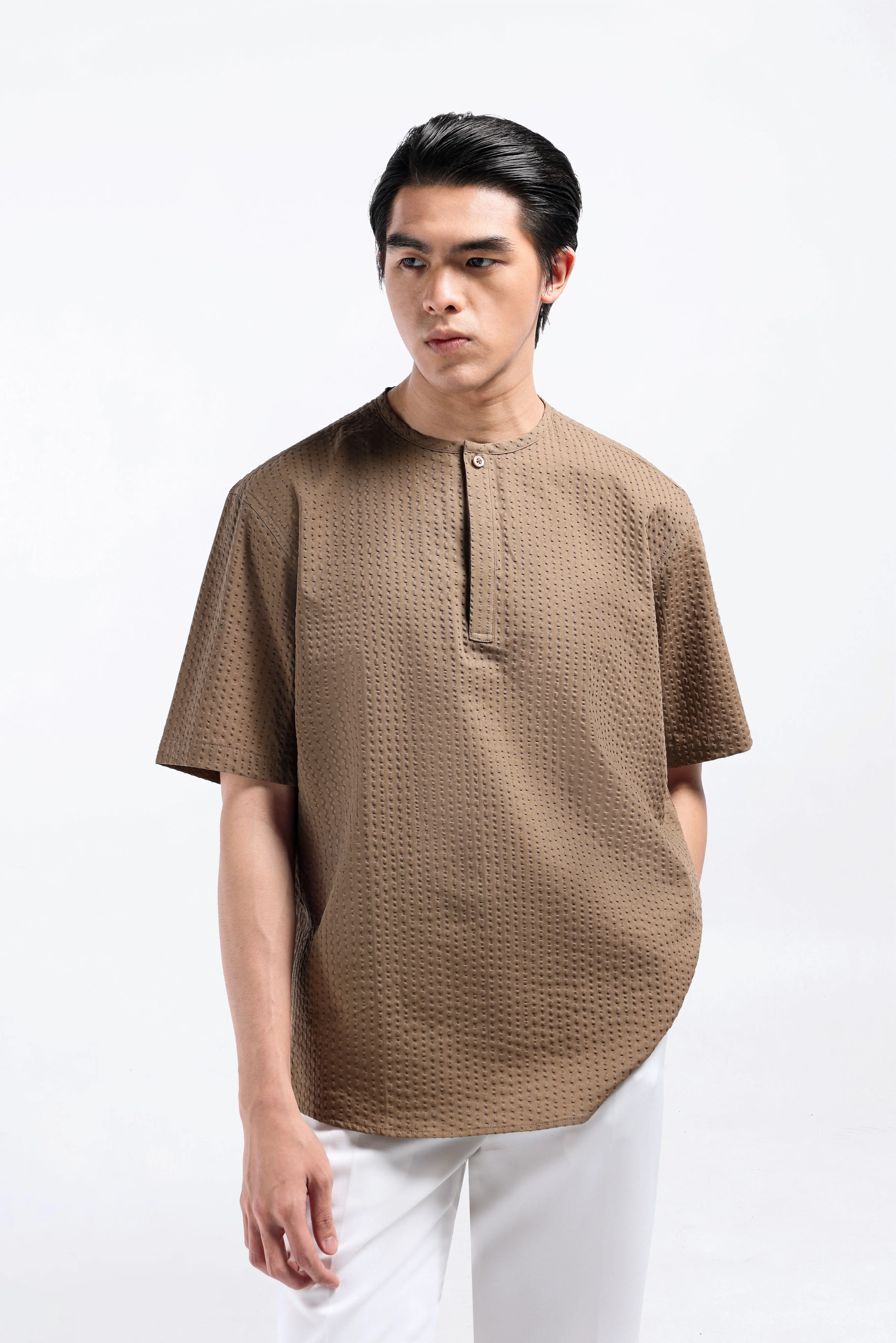 Nu Lyth Textured Short Sleeve Brown