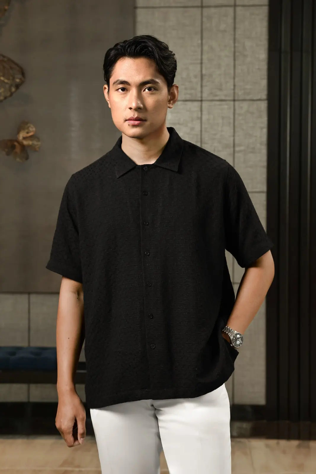 Tiama Shirt Short Sleeve Black