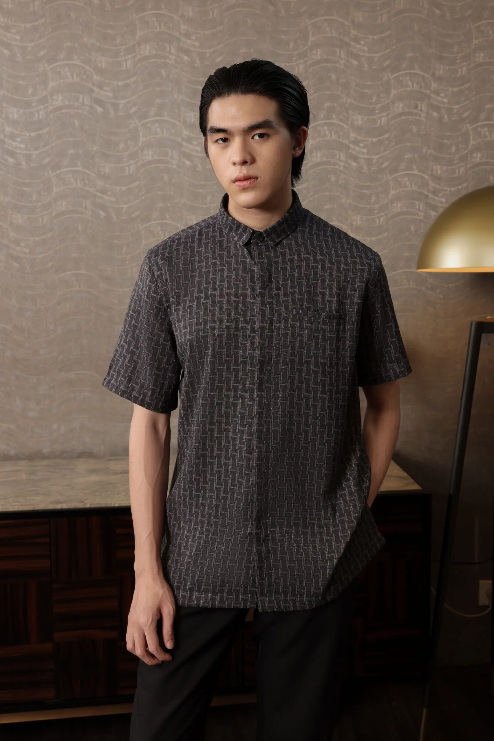 Samamu Shirt Mono Short Sleeve Charcoal
