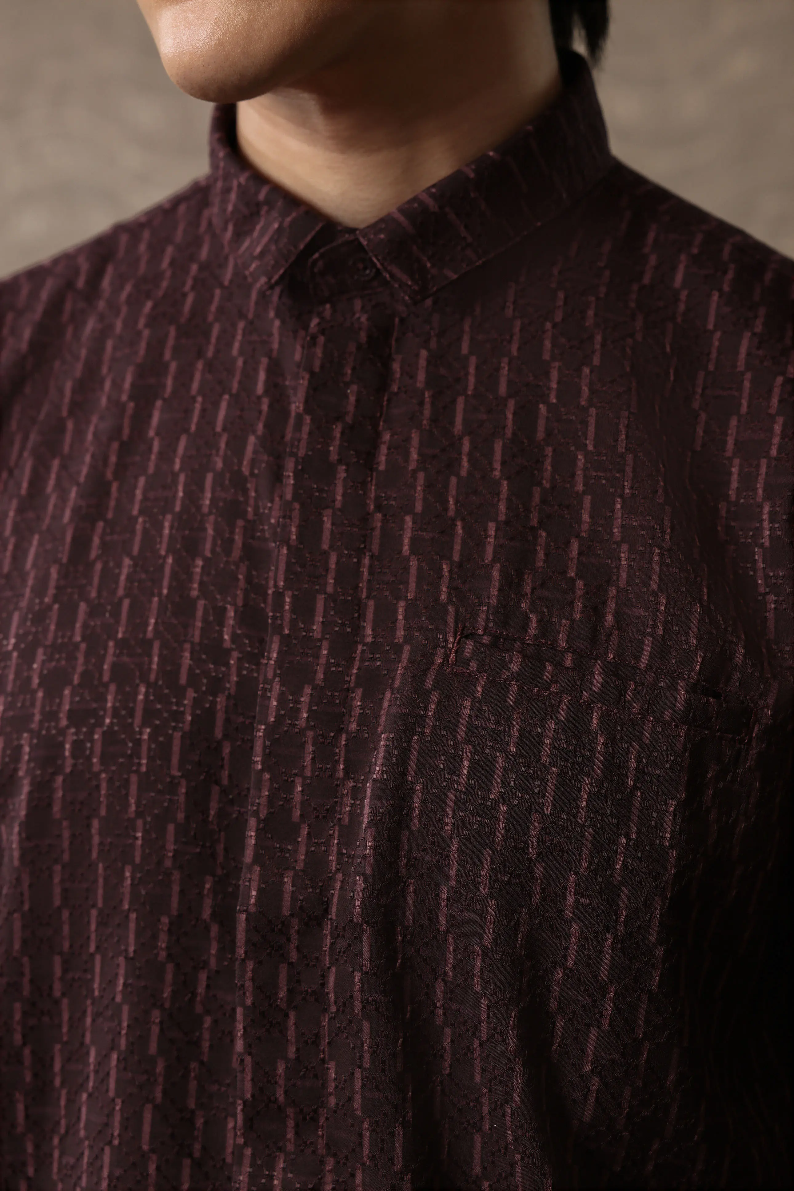 Samamu Shirt Mono Long Sleeve Burgundy