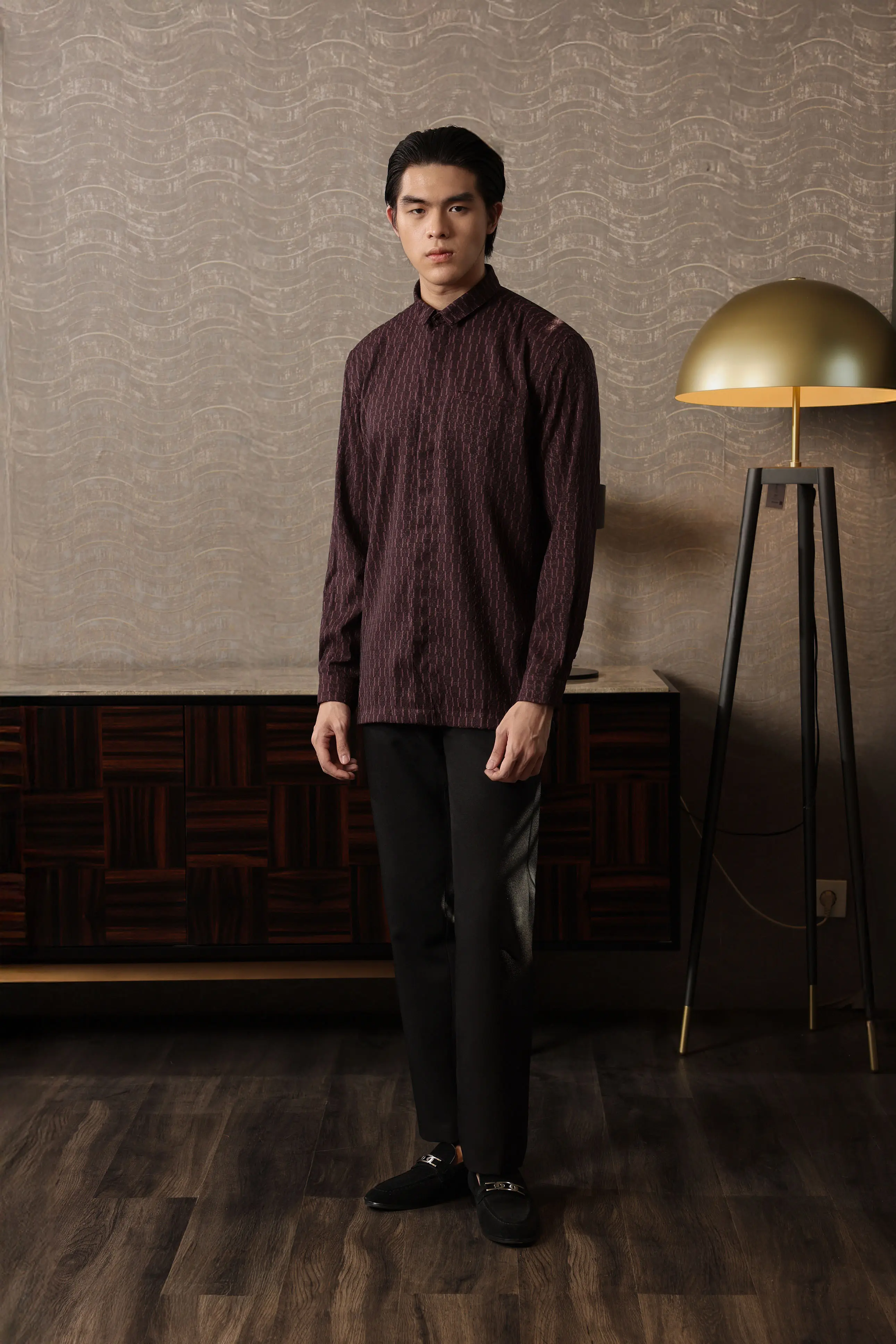 Samamu Shirt Mono Long Sleeve Burgundy
