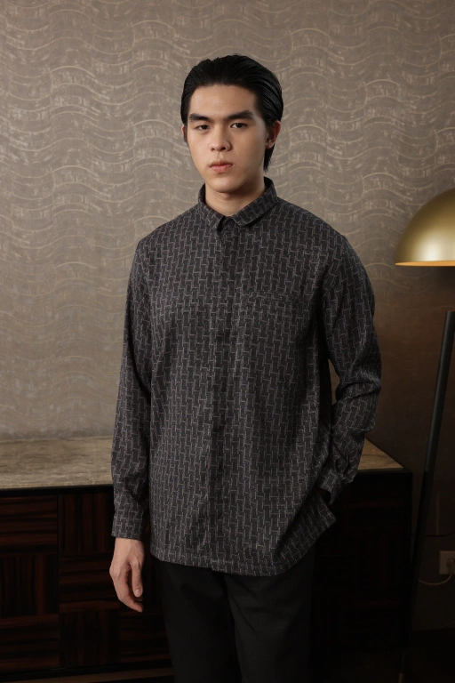 Image of Samamu Shirt Mono Long Sleeve Charcoal