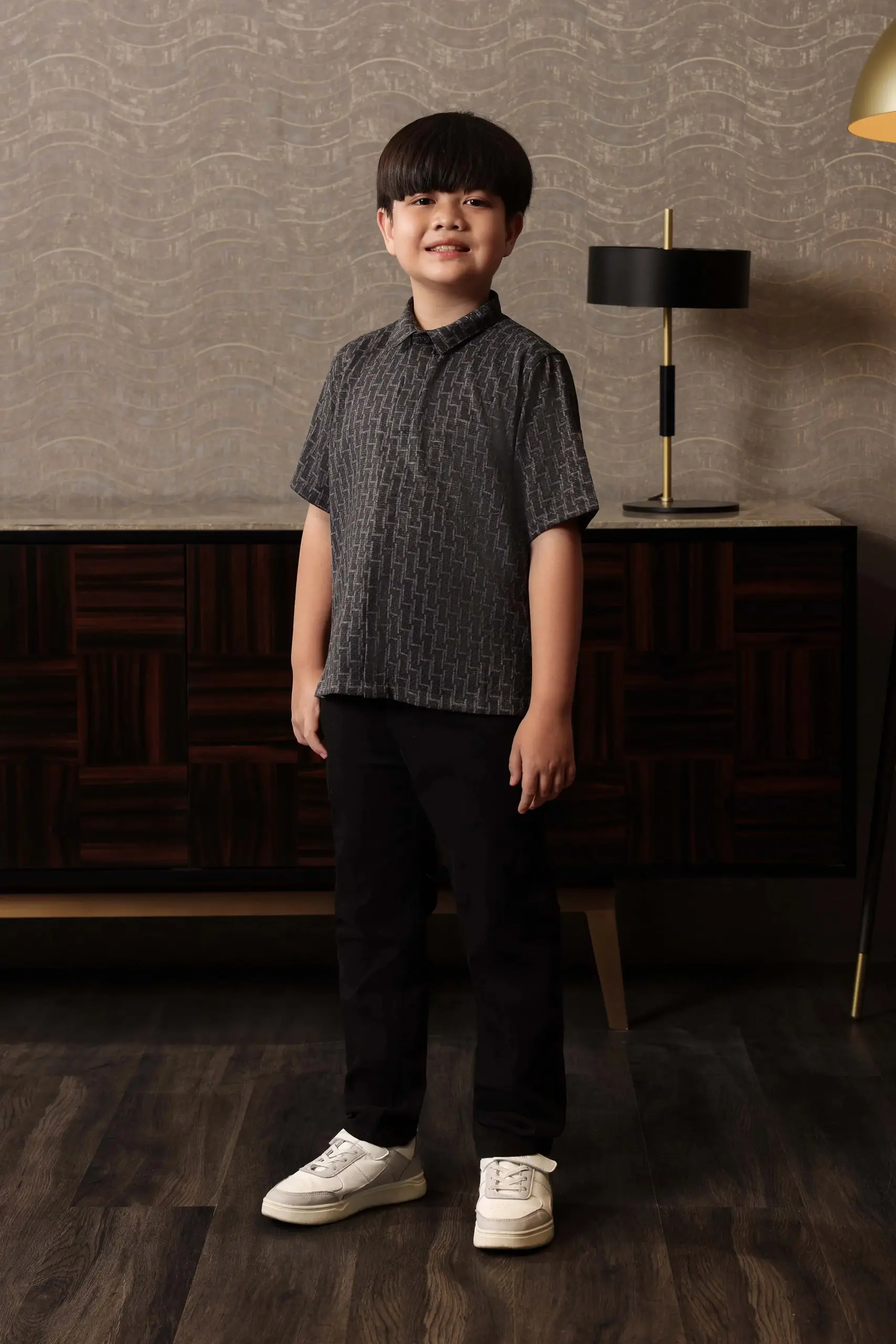 Samamu Shirt Kids Mono Charcoal