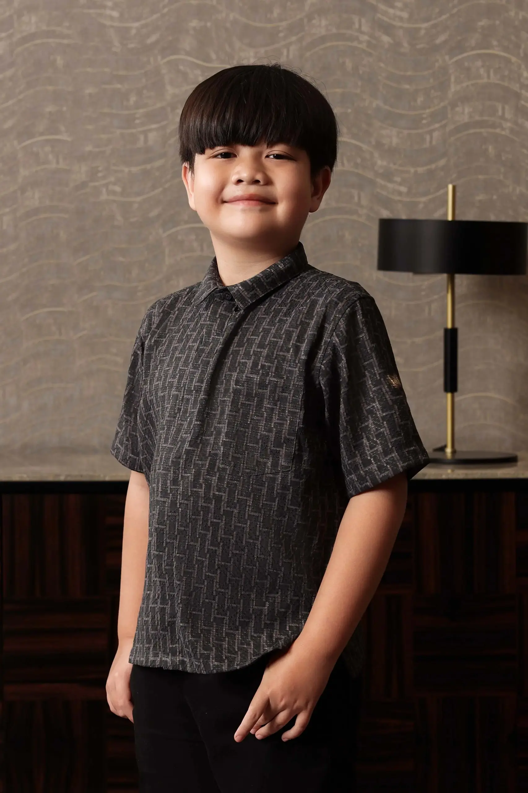 Samamu Shirt Kids Mono Charcoal