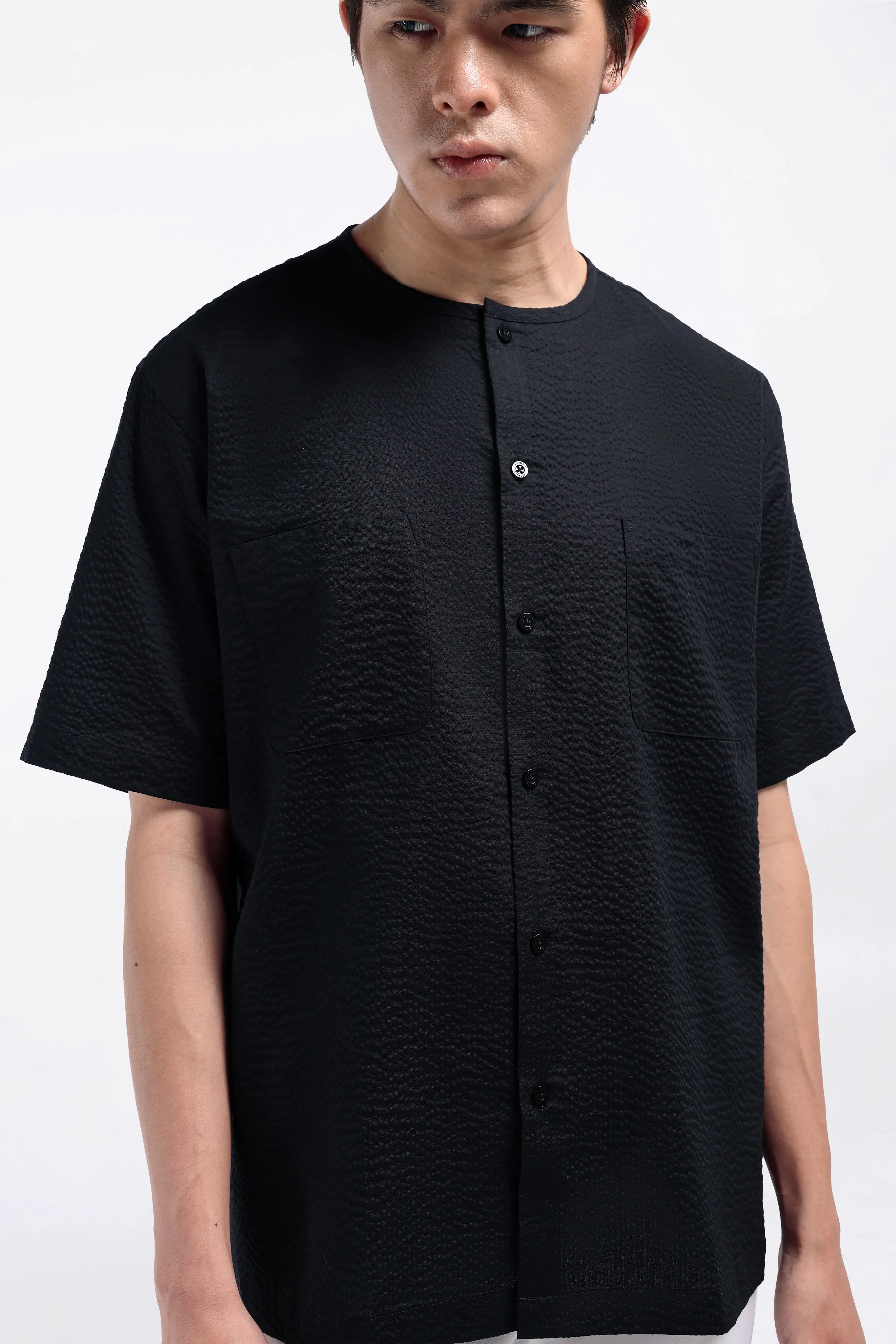 Cato Textured Shirt Short Sleeve Black