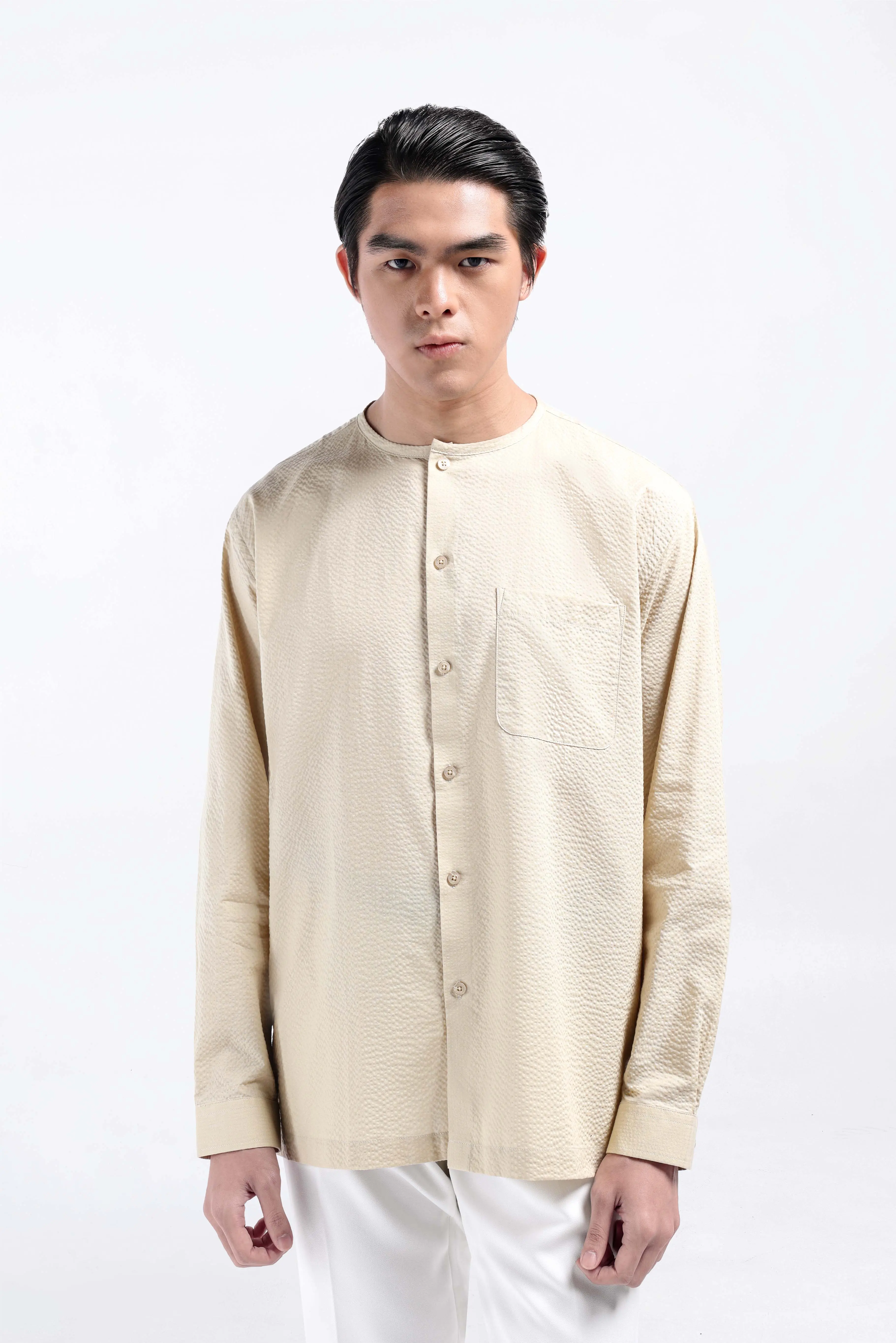 Cato Textured Shirt Long Sleeve Cream