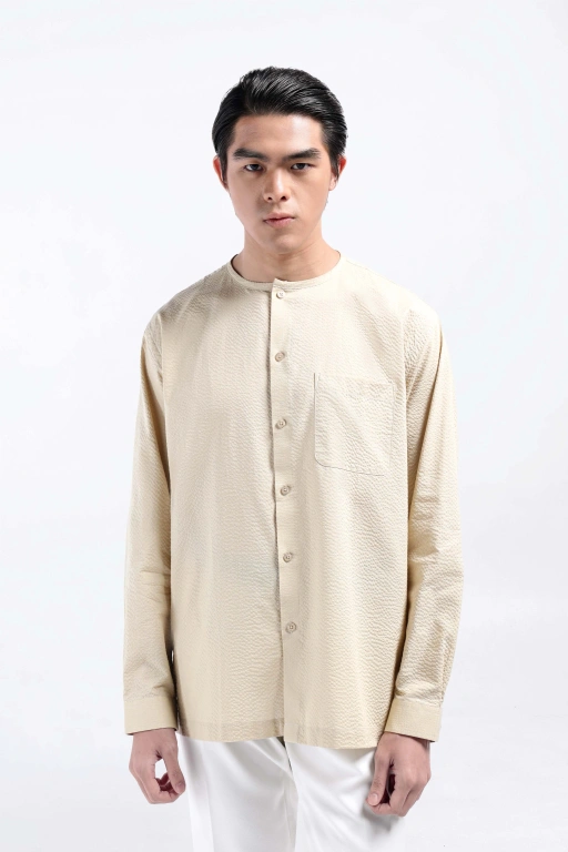 Image of Cato Textured Shirt Long Sleeve Cream