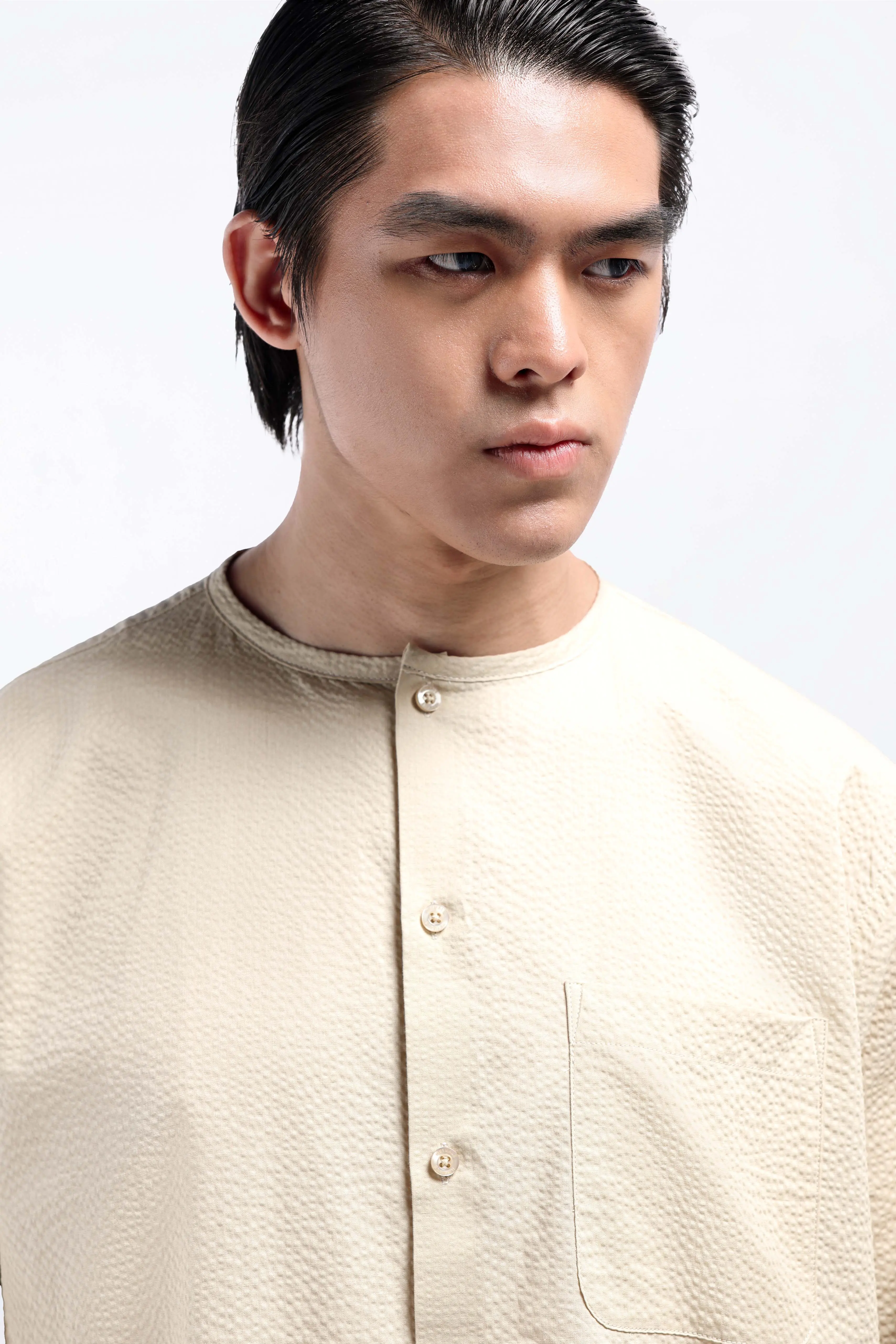 Cato Textured Shirt Long Sleeve Cream