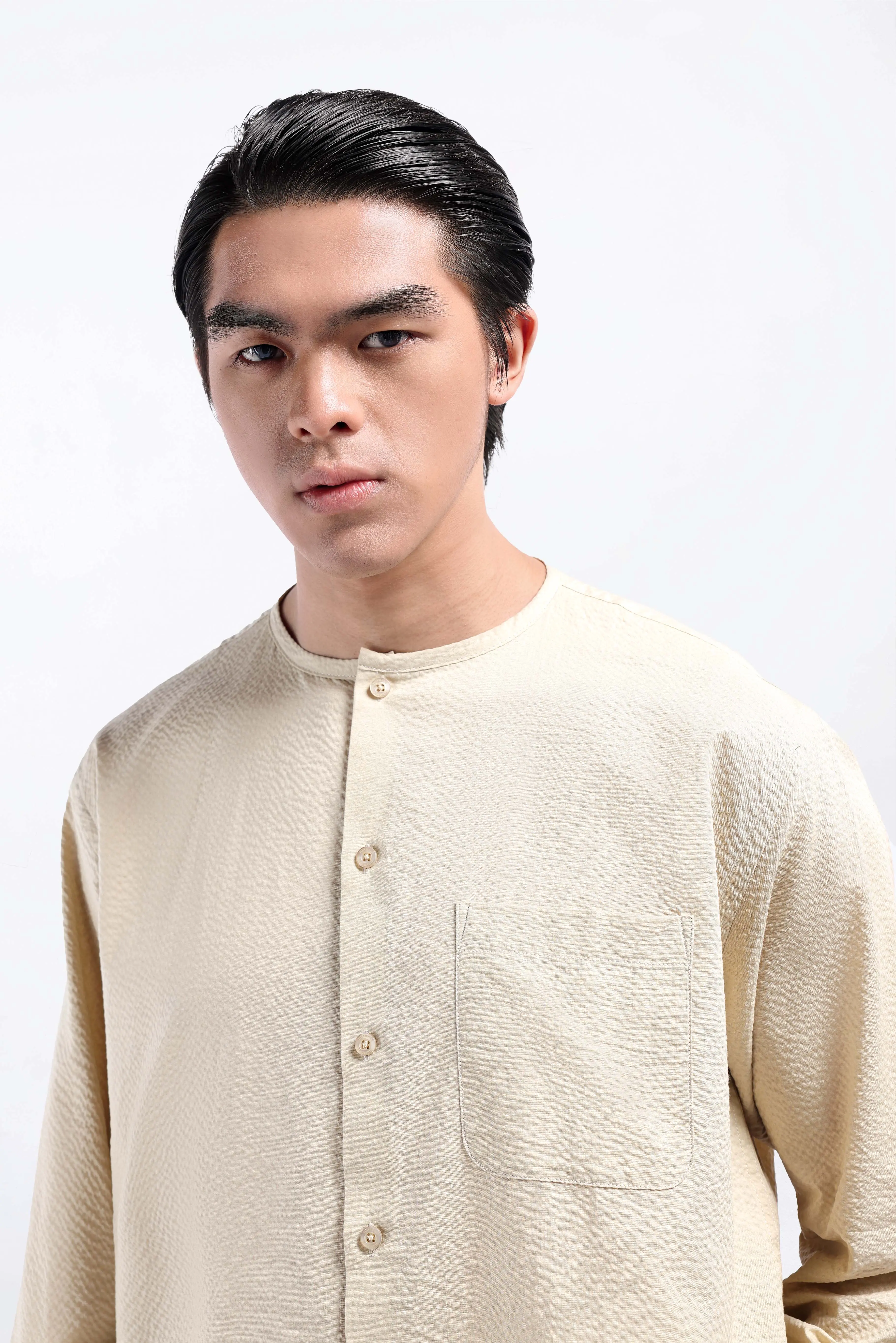 Cato Textured Shirt Long Sleeve Cream