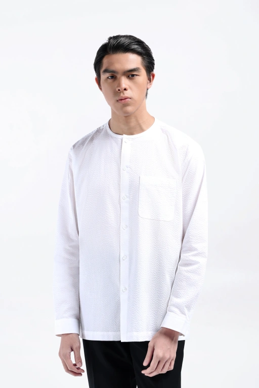 Image of Cato Textured Shirt Long Sleeve White