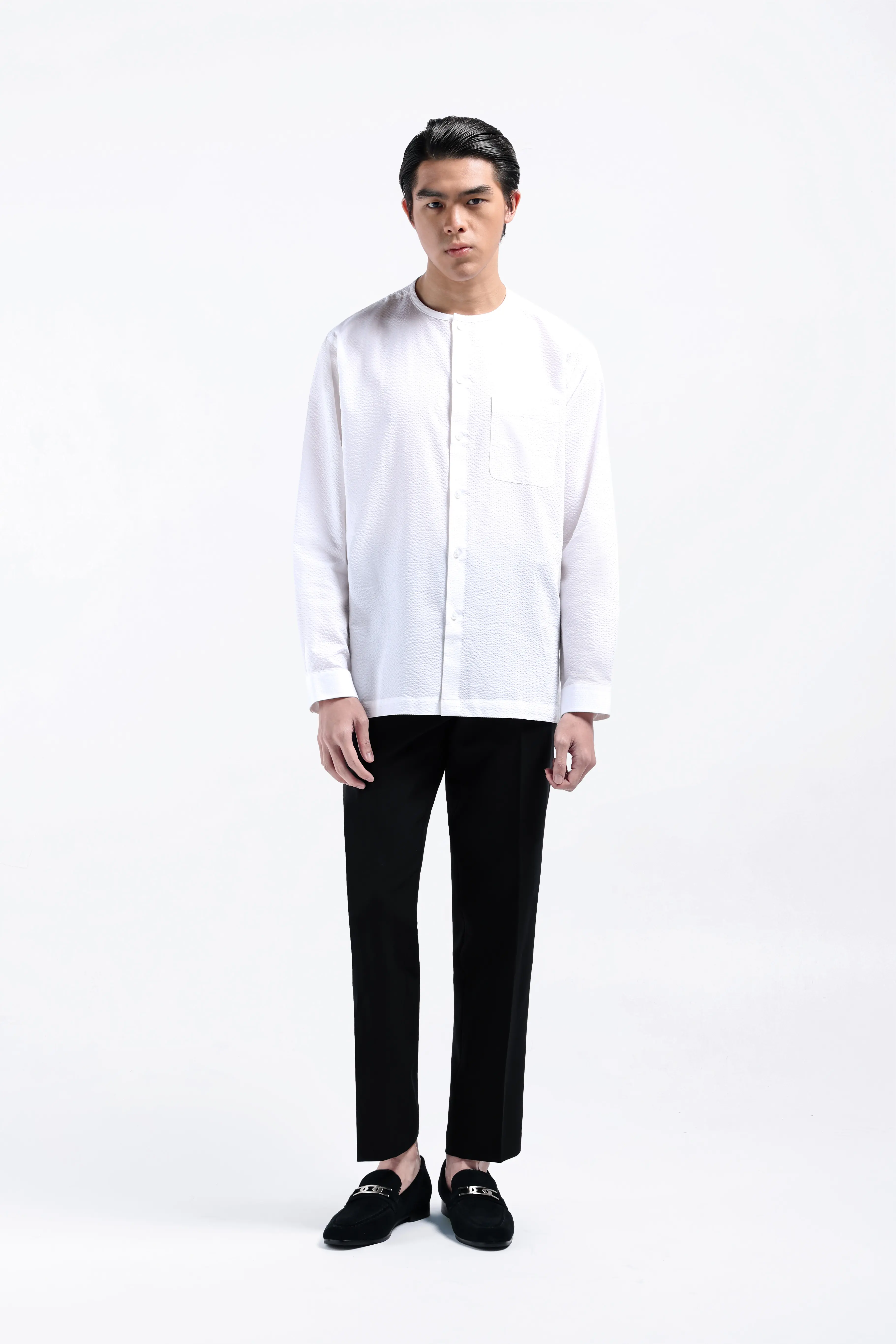 Cato Textured Shirt Long Sleeve White