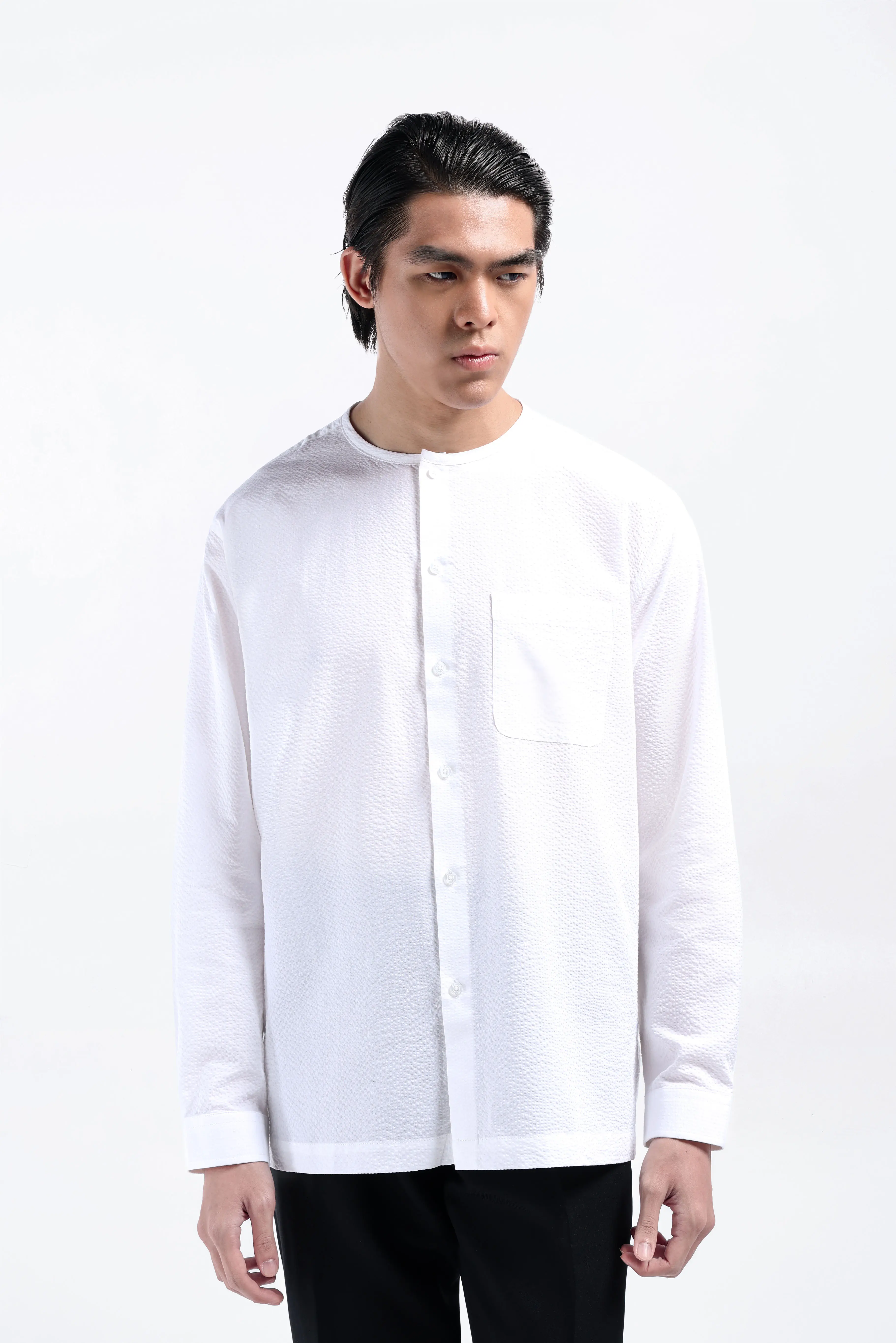 Cato Textured Shirt Long Sleeve White
