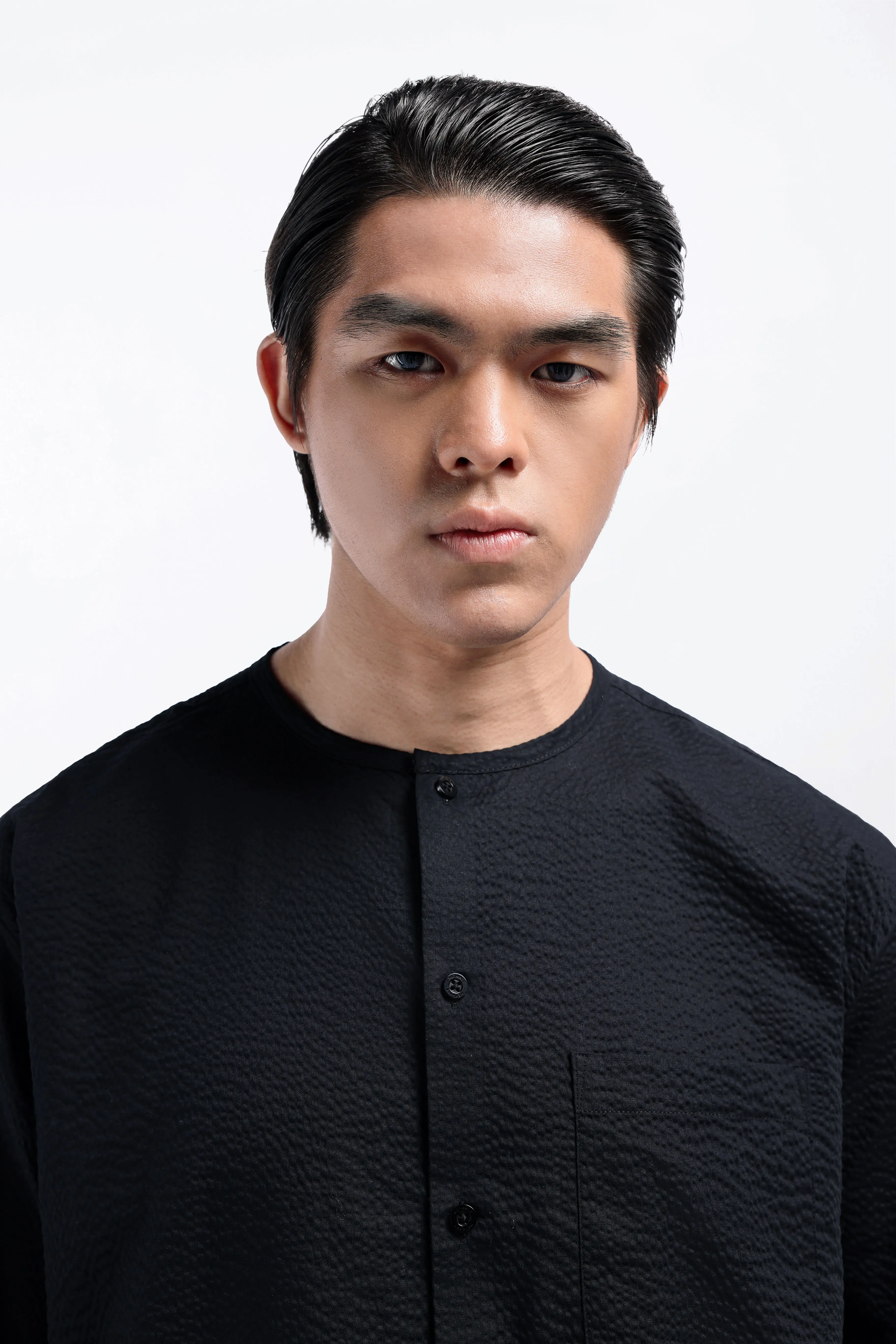 Cato Textured Shirt Long Sleeve Black