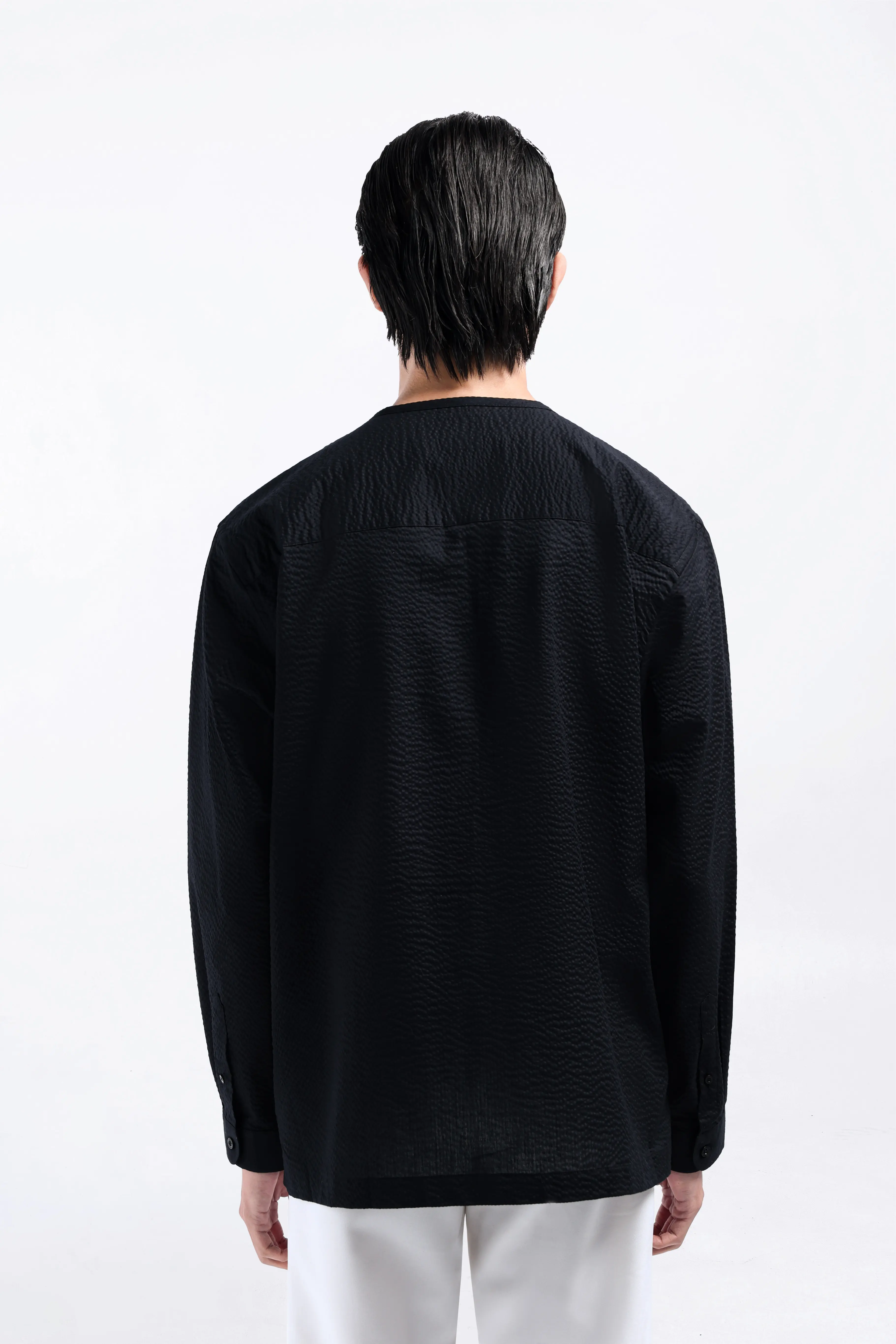 Cato Textured Shirt Long Sleeve Black