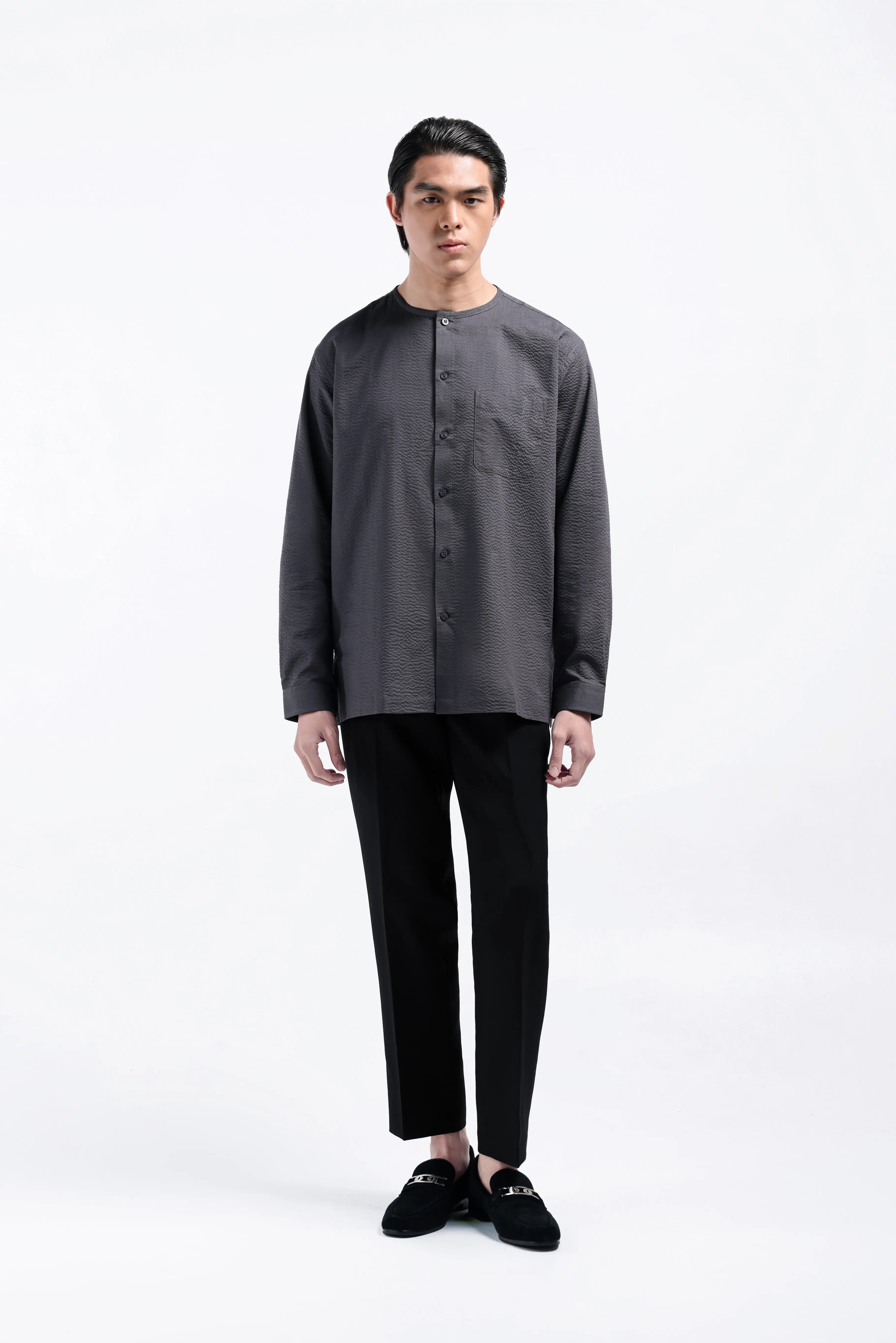 Cato Textured Shirt Long Sleeve Charcoal