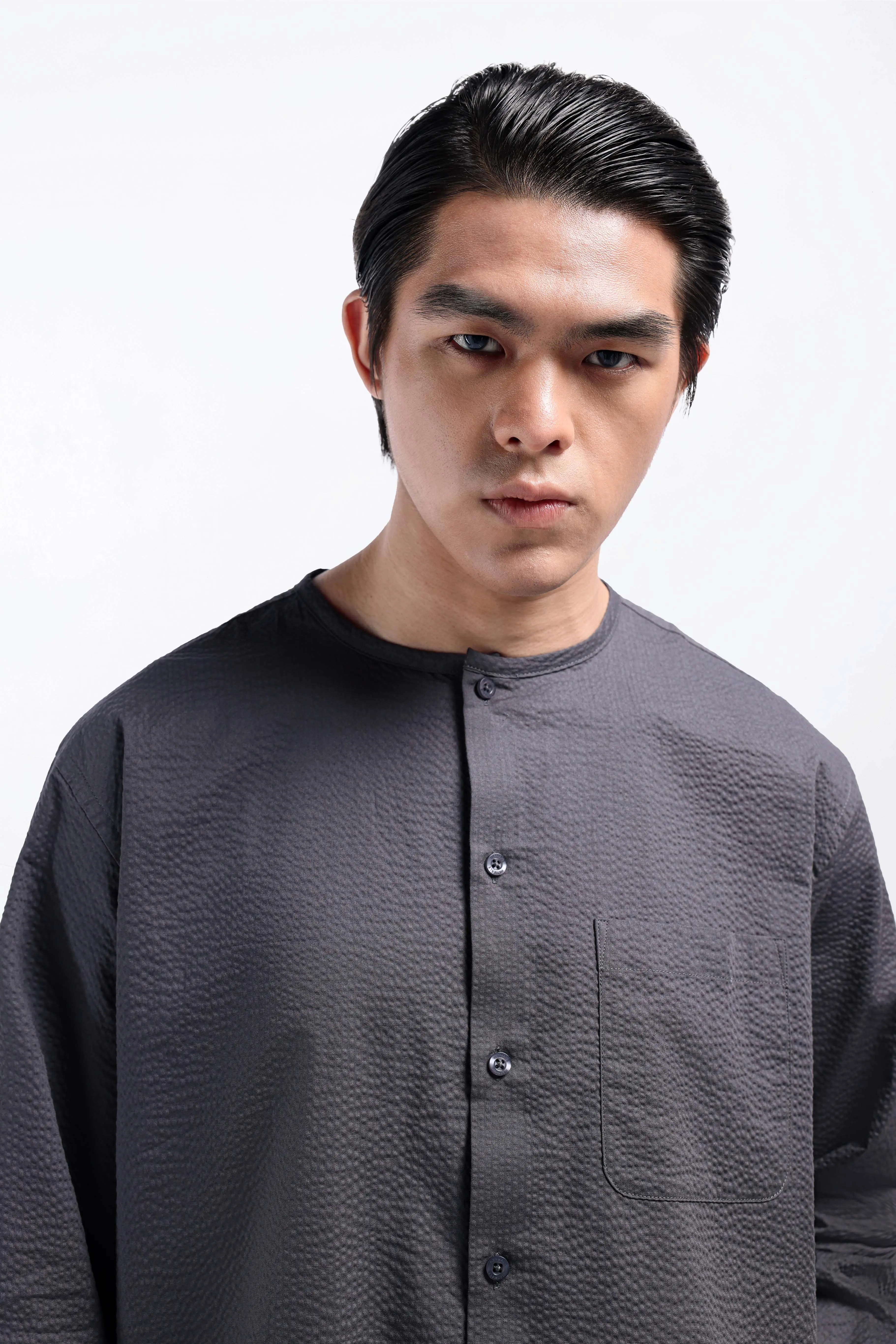 Cato Textured Shirt Long Sleeve Charcoal