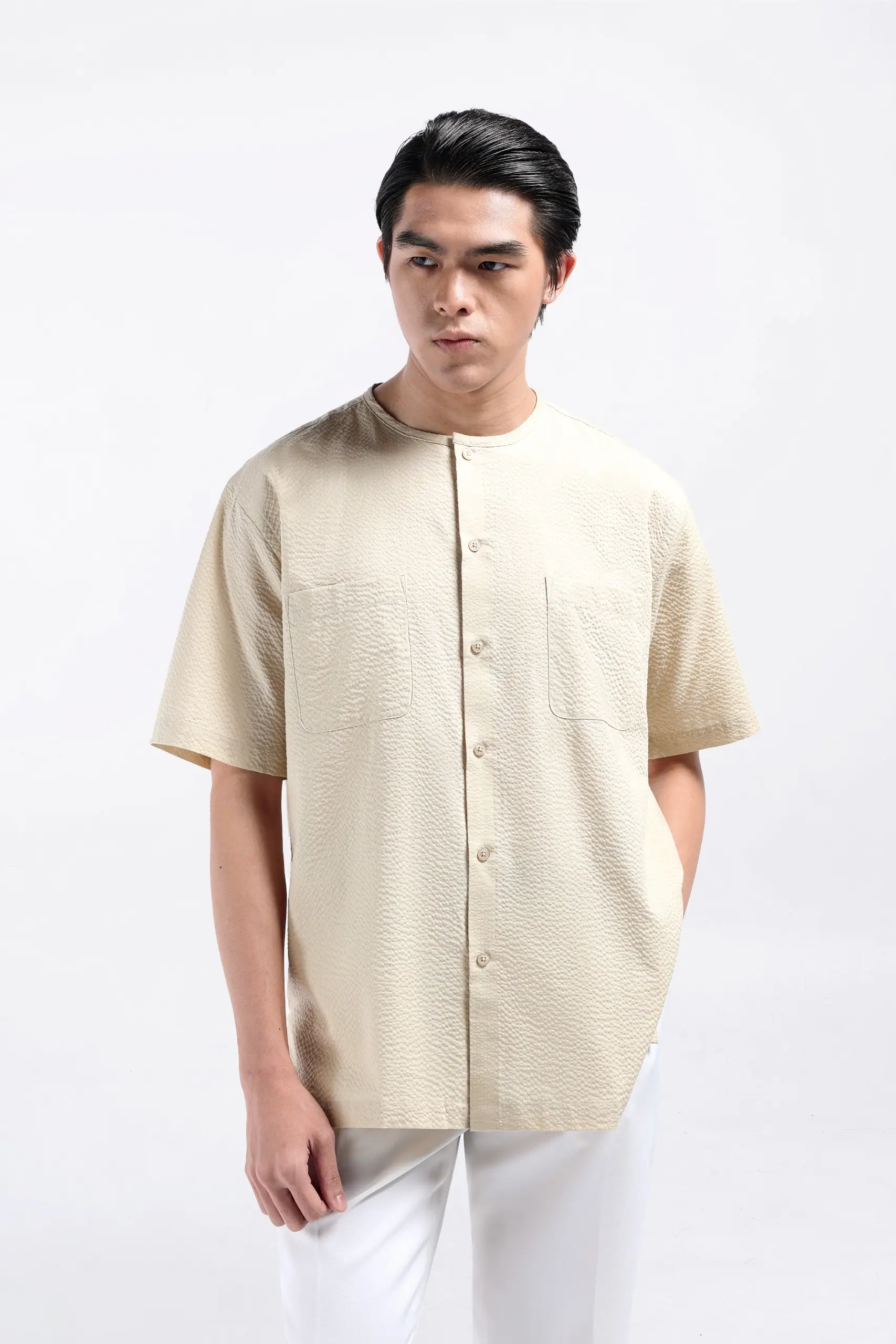 Cato Textured Shirt Short Sleeve Cream