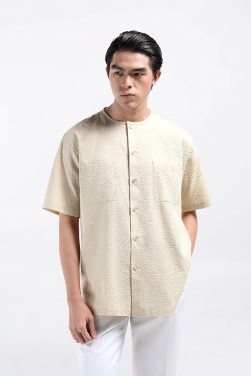 Cato Textured Shirt Short Sleeve Cream