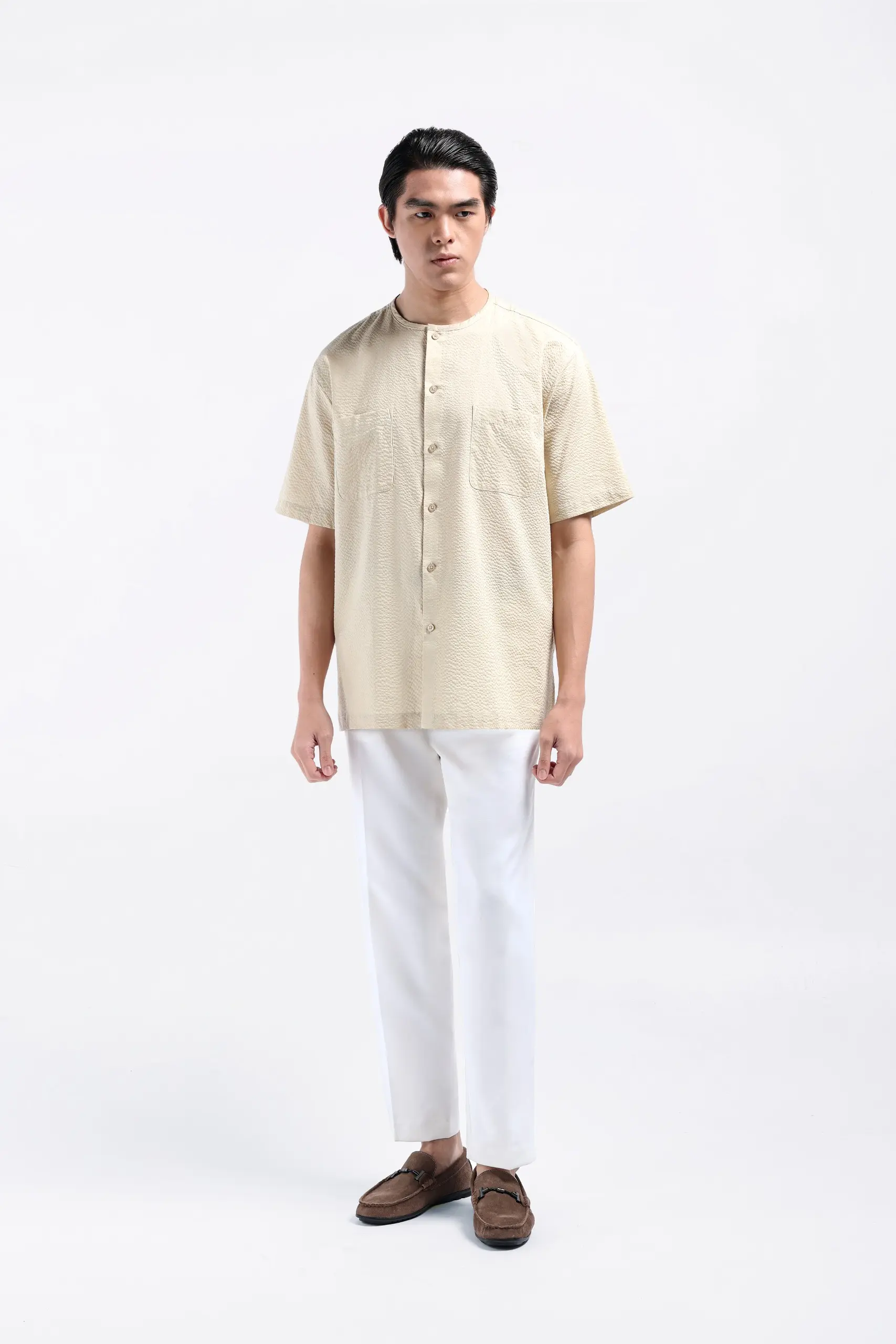 Cato Textured Shirt Short Sleeve Cream