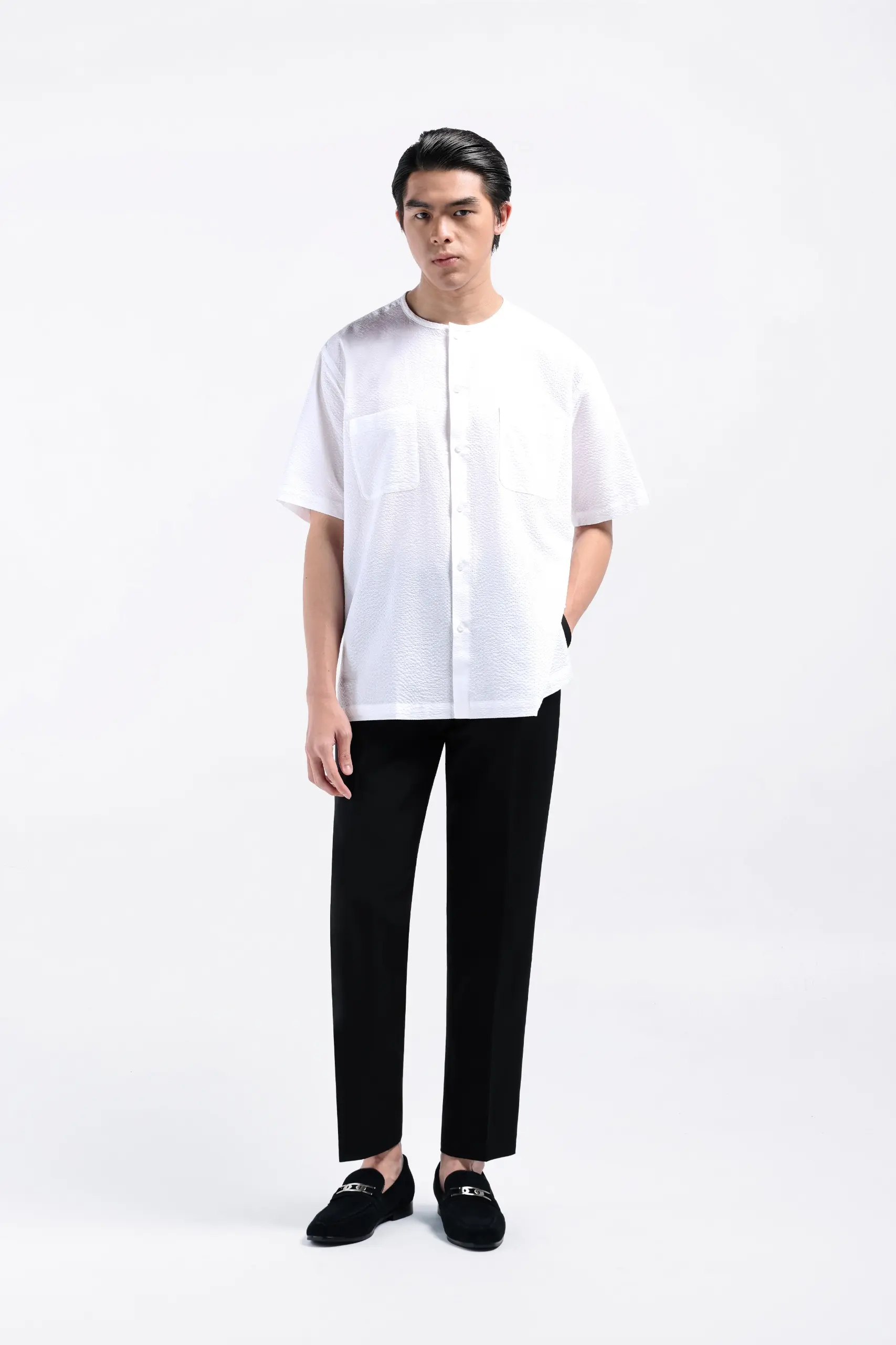 Cato Textured Shirt Short Sleeve White