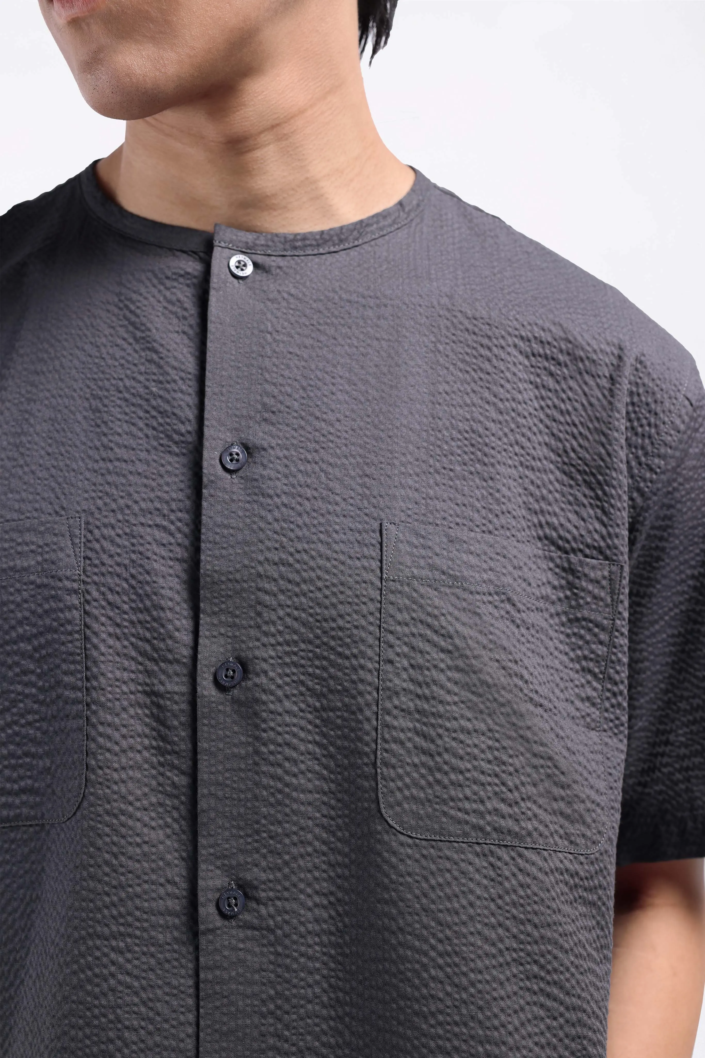 Cato Textured Shirt Short Sleeve Charcoal
