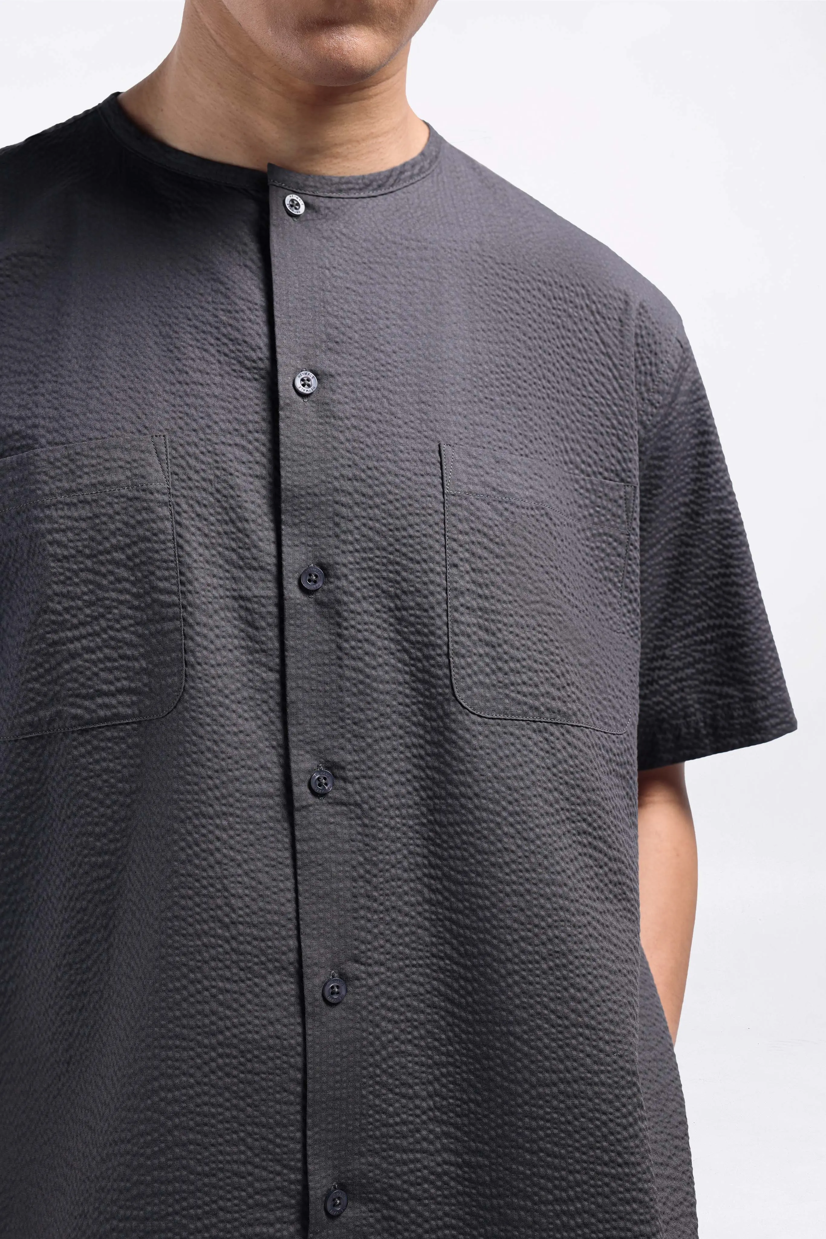 Cato Textured Shirt Short Sleeve Charcoal