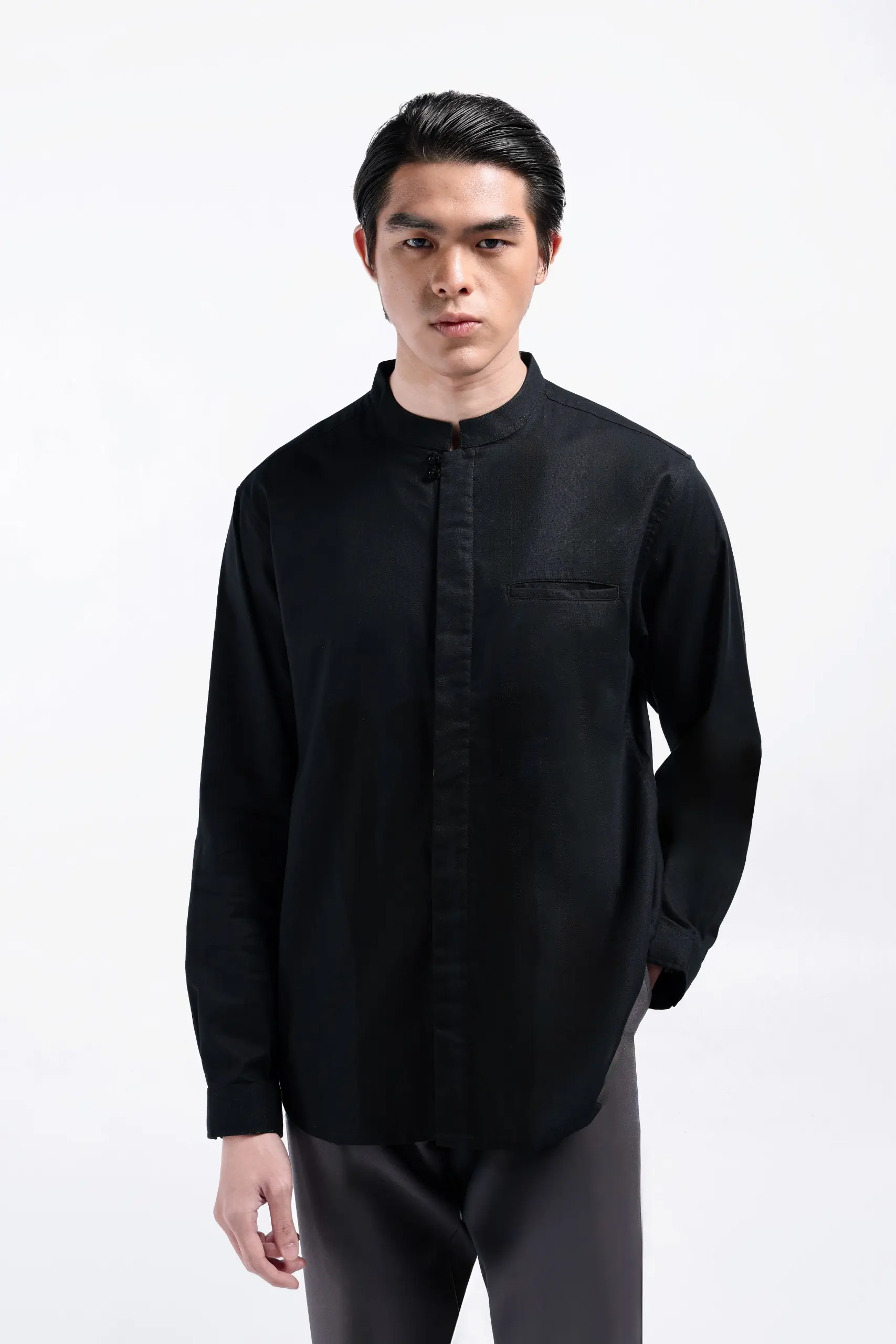Sydar Linen Shirt Long Sleeve Black