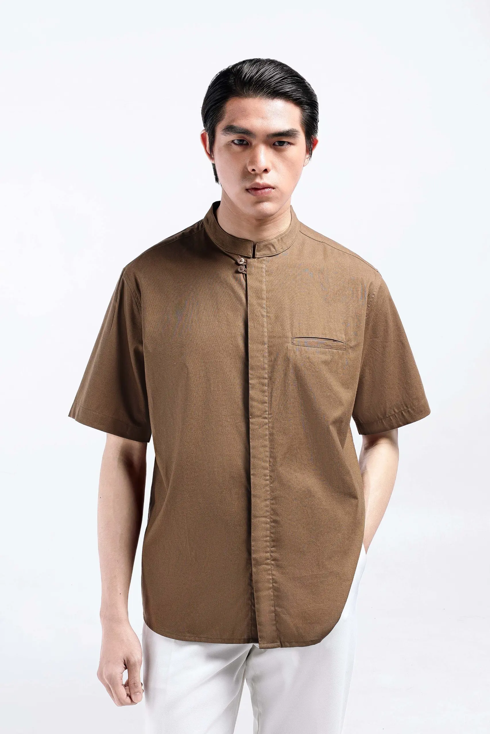 Sydar Linen Shirt Short Sleeve Taupe