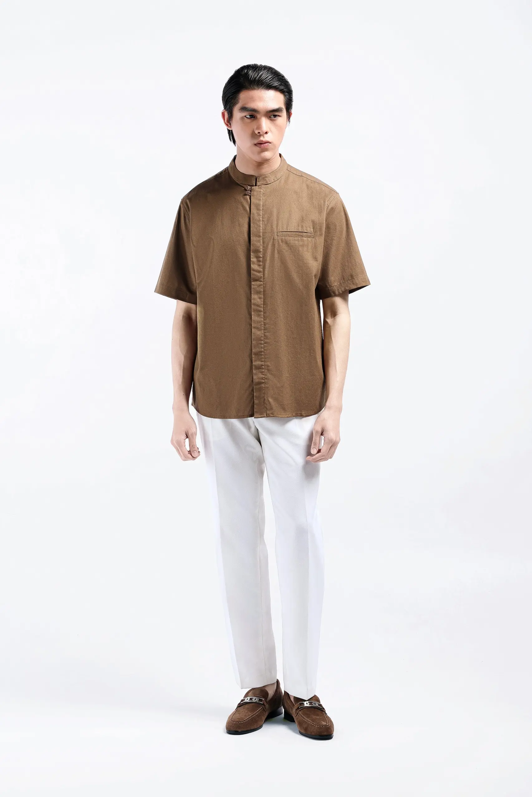 Sydar Linen Shirt Short Sleeve Taupe