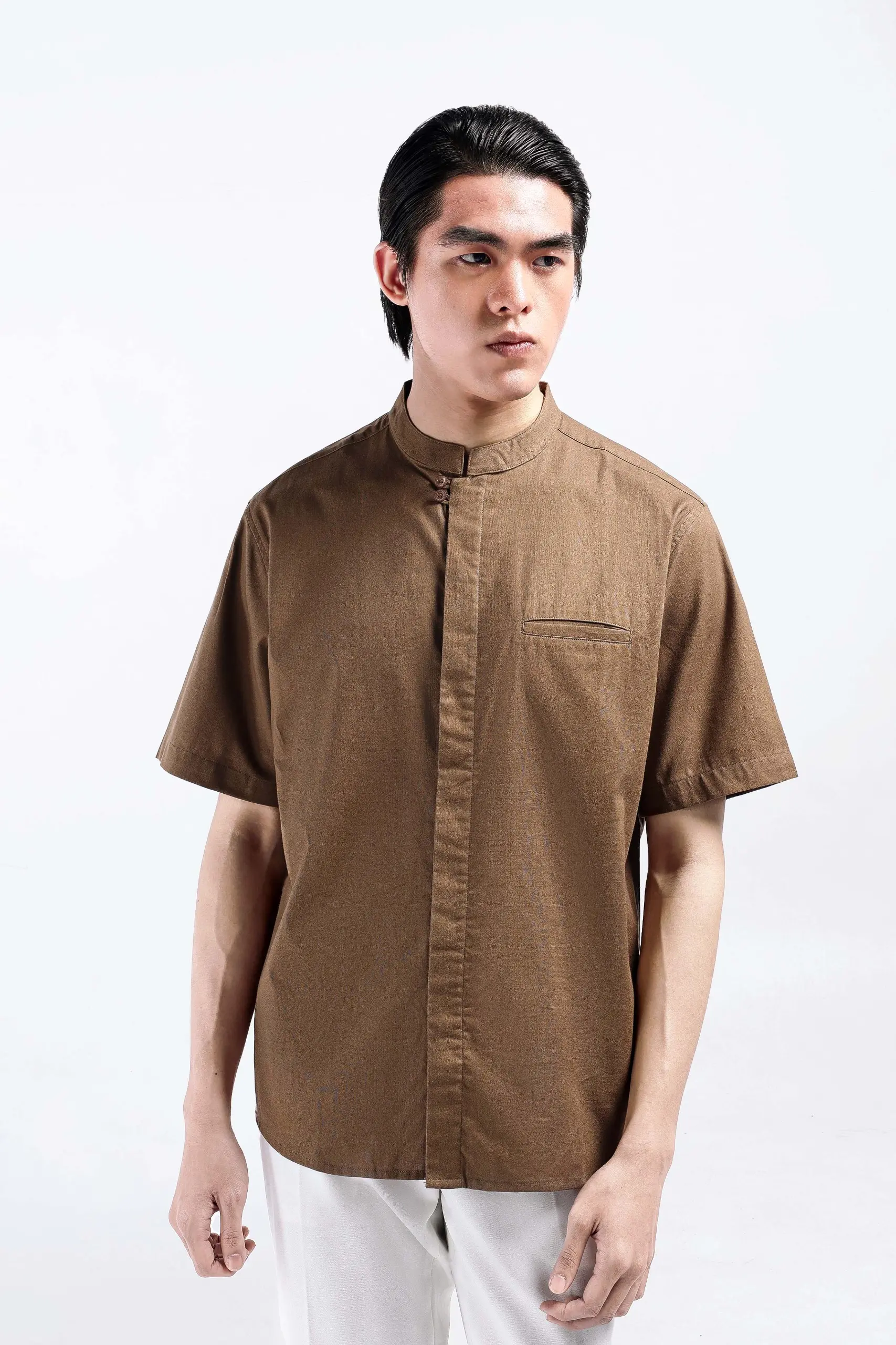 Sydar Linen Shirt Short Sleeve Taupe