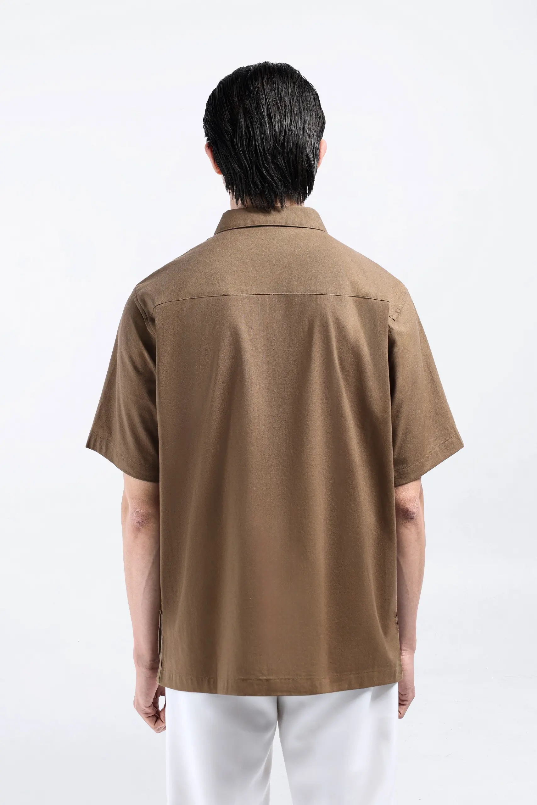 Dadvar Linen Shirt Short Sleeve Taupe